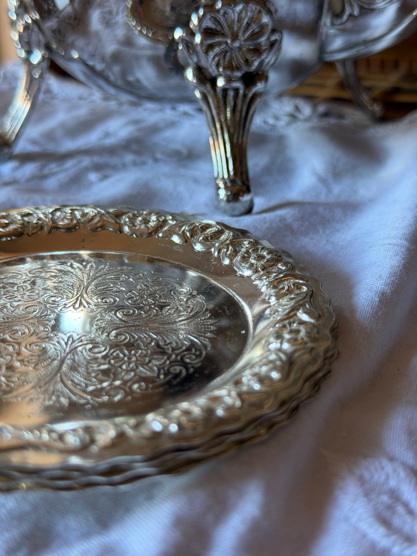 Set de 5 farfurioare Mayell England placate cu argint, 1960'