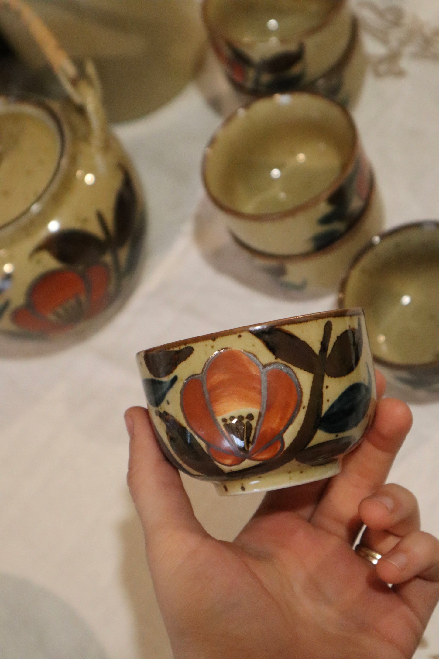 Set de ceai/cafea ceramică pictat manual