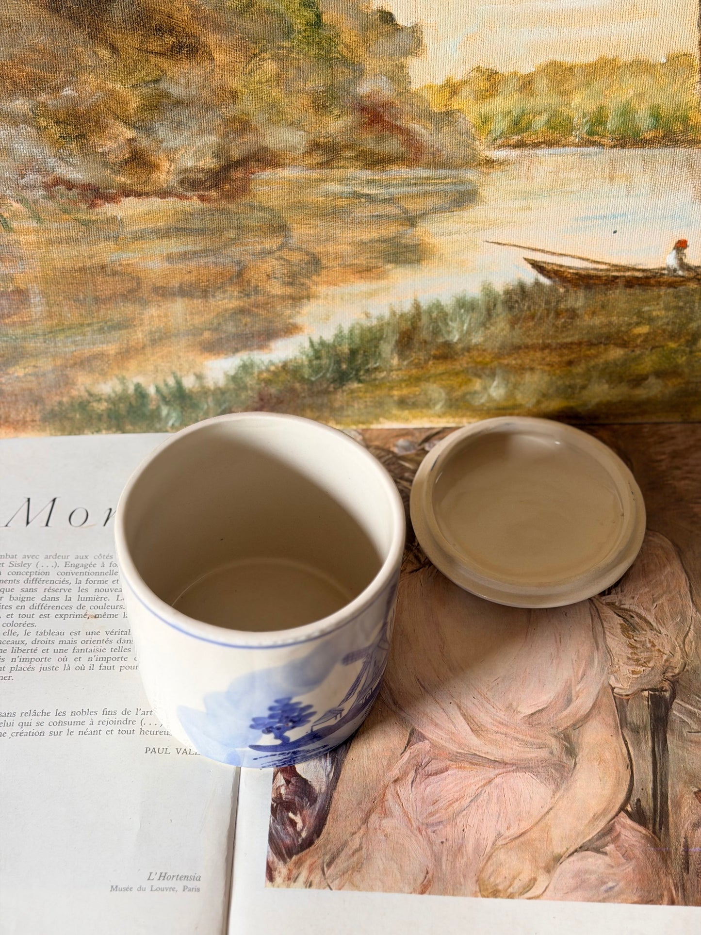 Borcan cu capac din porțelan Delft-handpainted