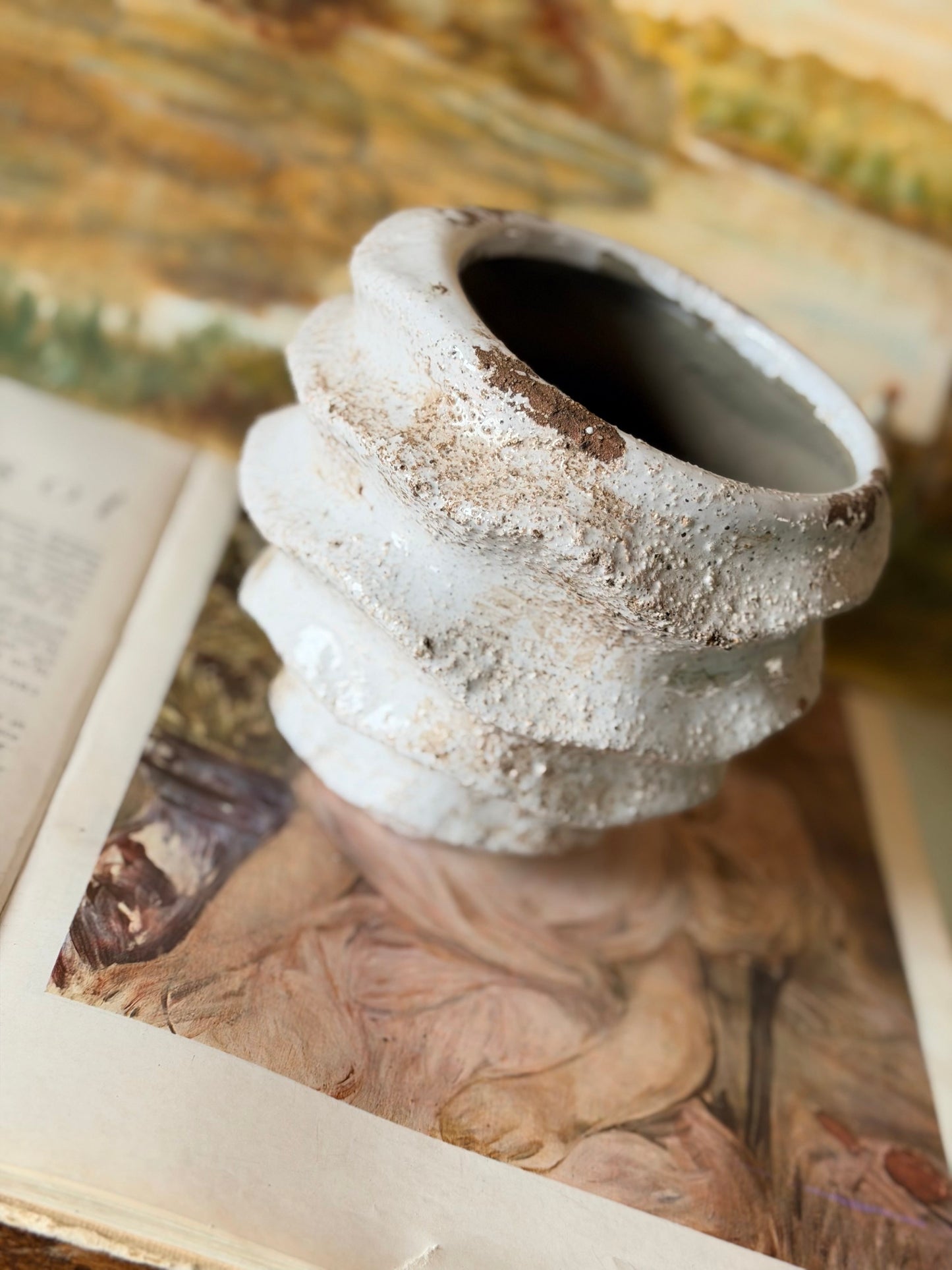 Vază artizanală vintage din ceramică glazurată, China