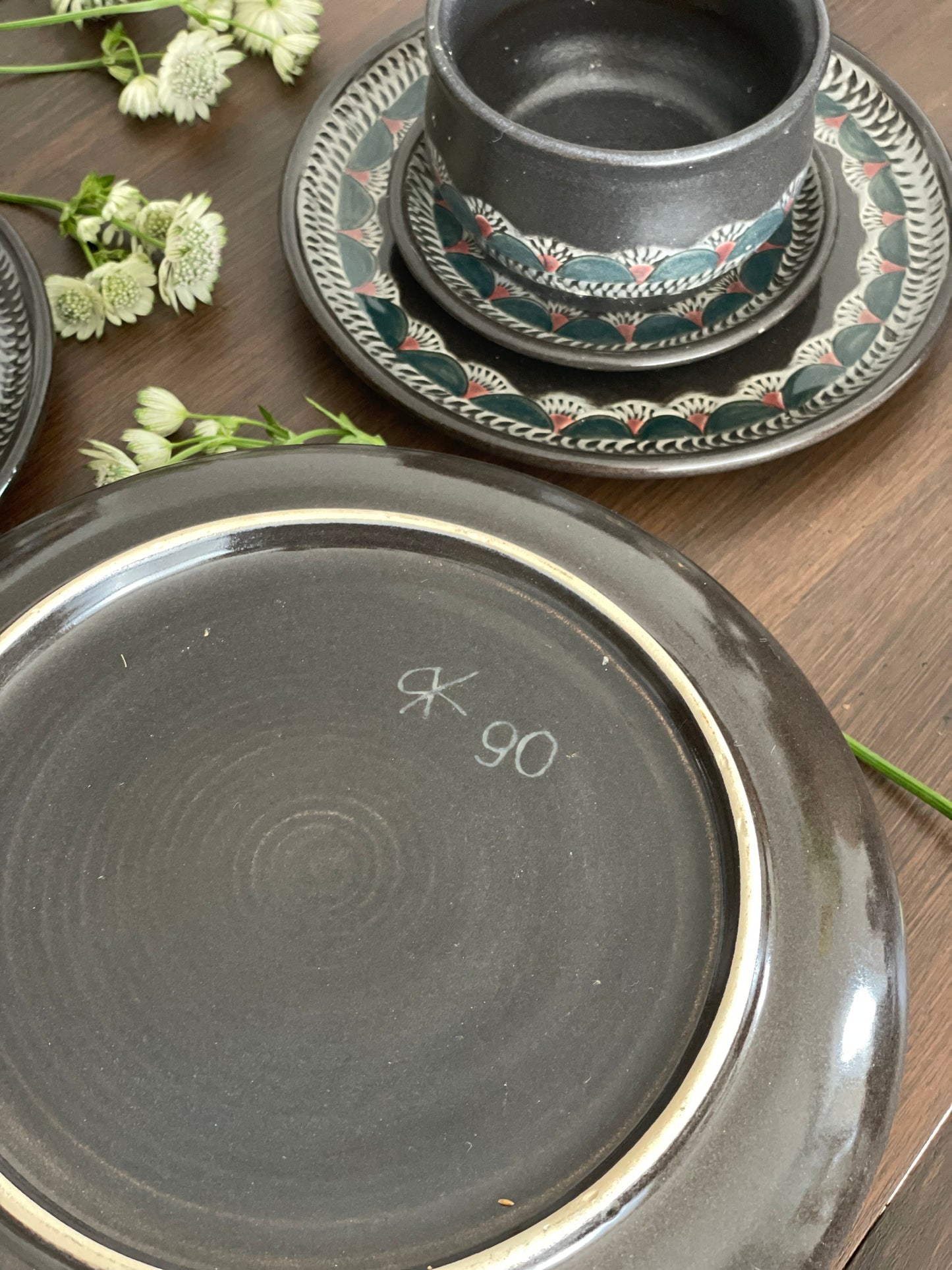 Set de 5 farfurii de cinǎ unice din ceramicǎ japonezǎ