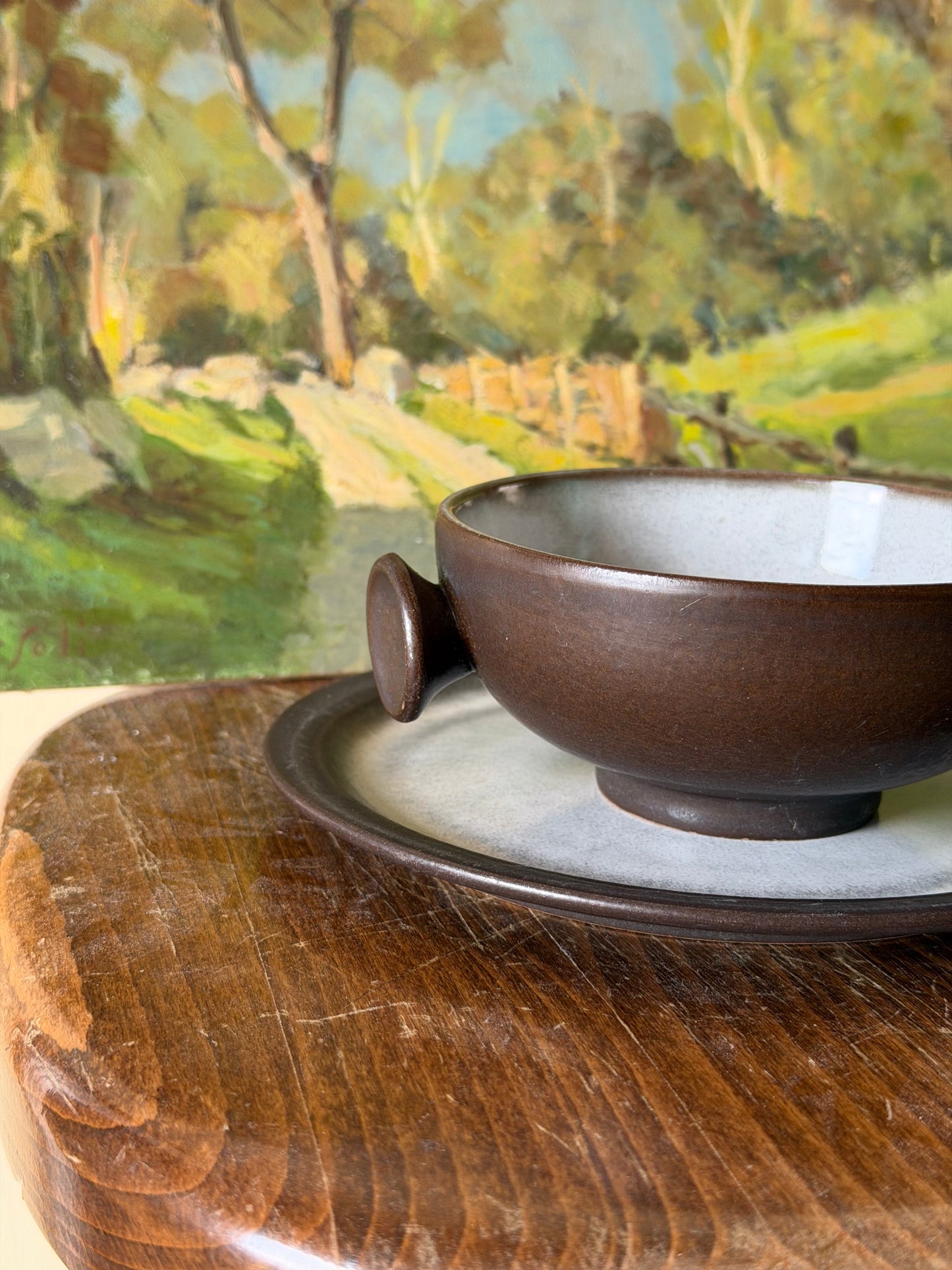Set de bol+farfurie din ceramica glazurată