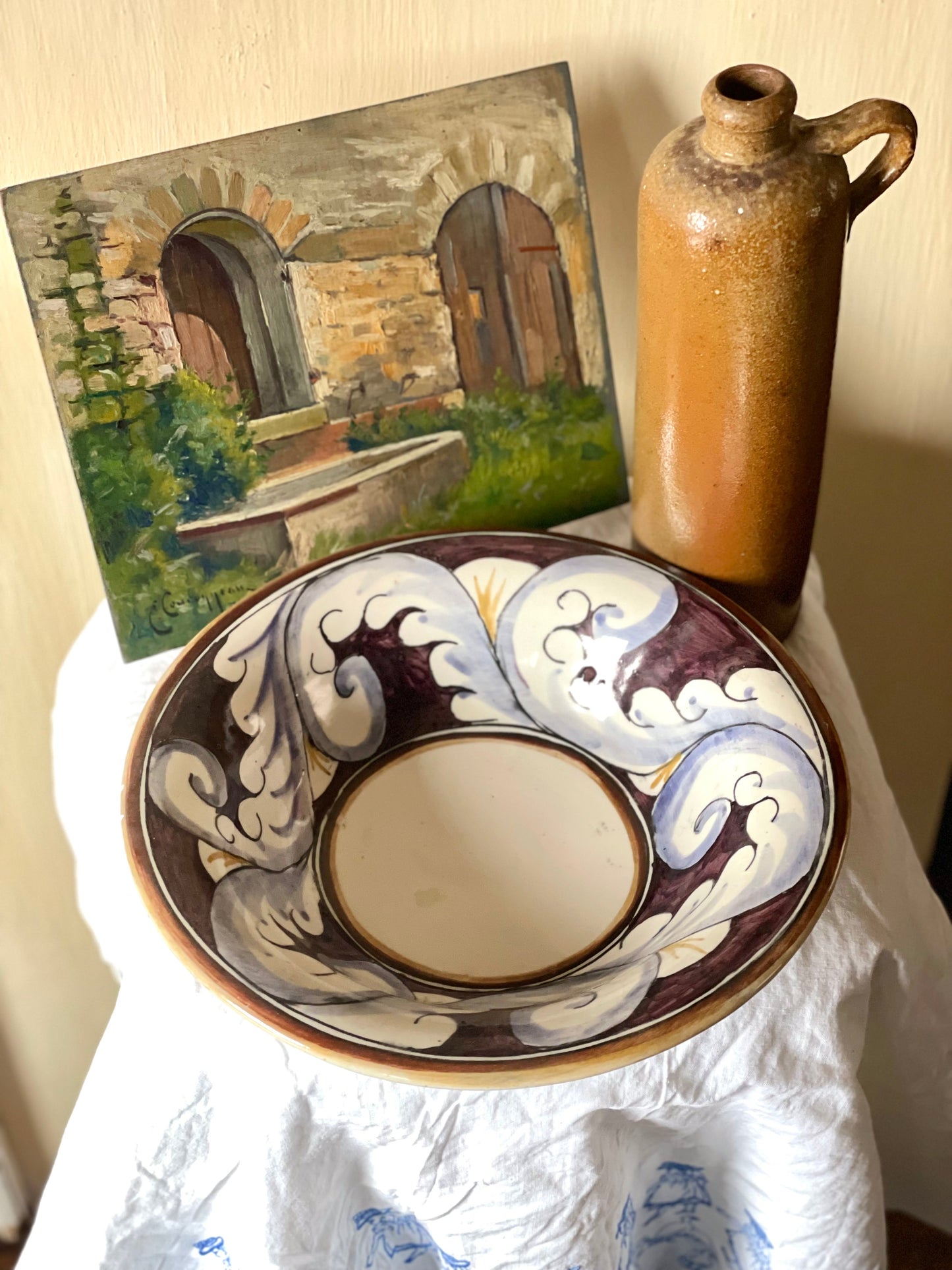 Bol mare ceramică pictat manual