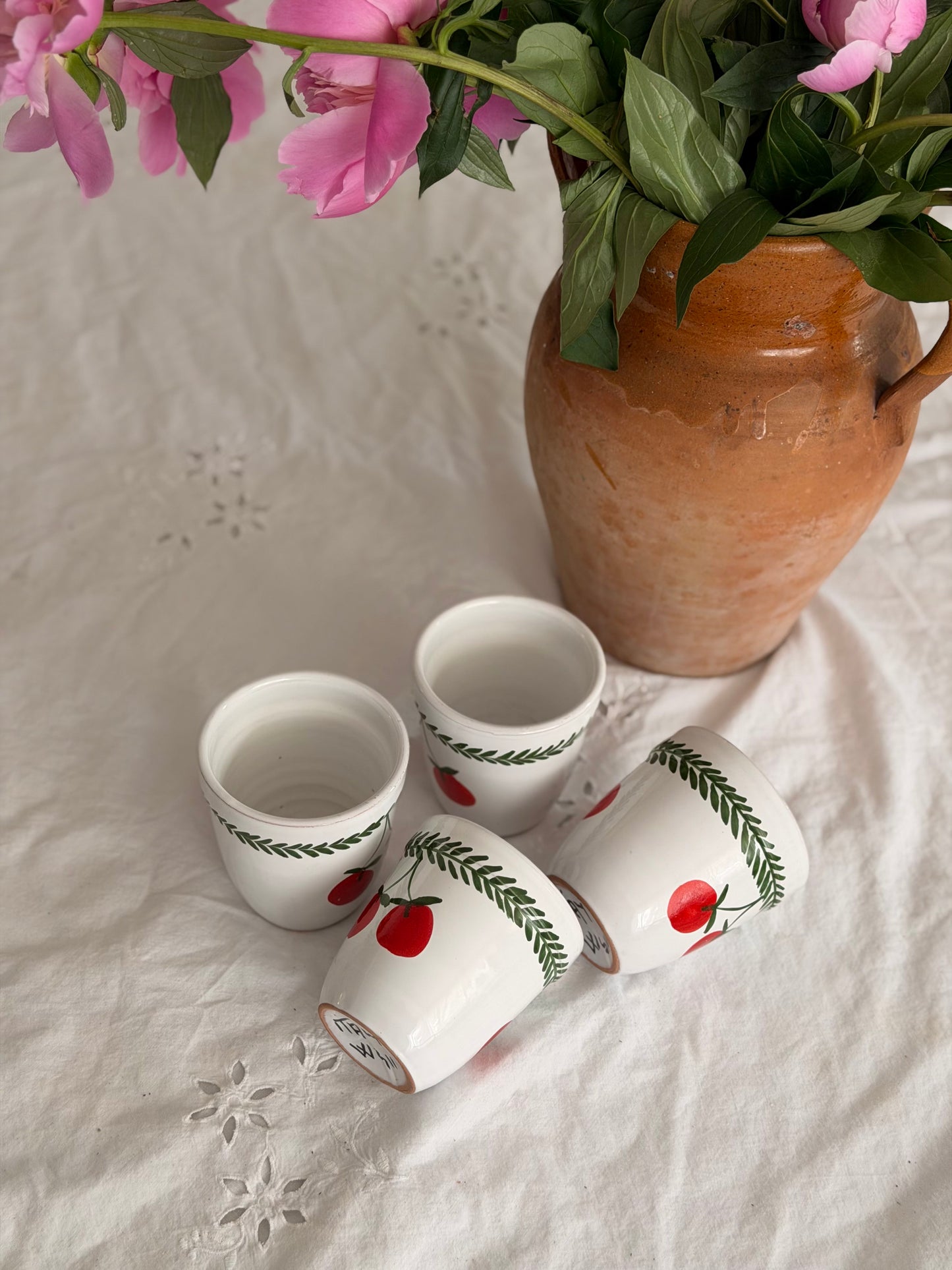 Set de 4 pahare din ceramica pictate manual, Italia