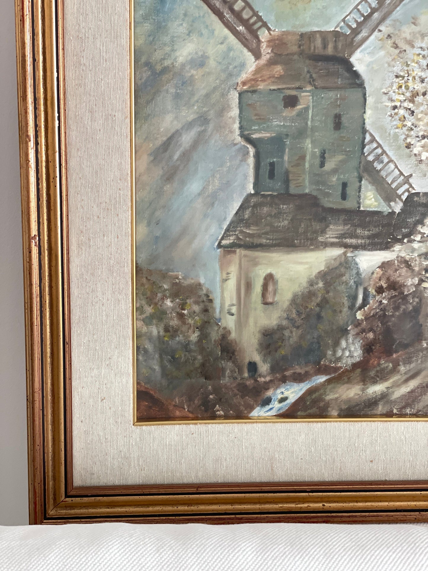 Tablou vintage pictat în ulei, ramă de lemn, semnat, Italia