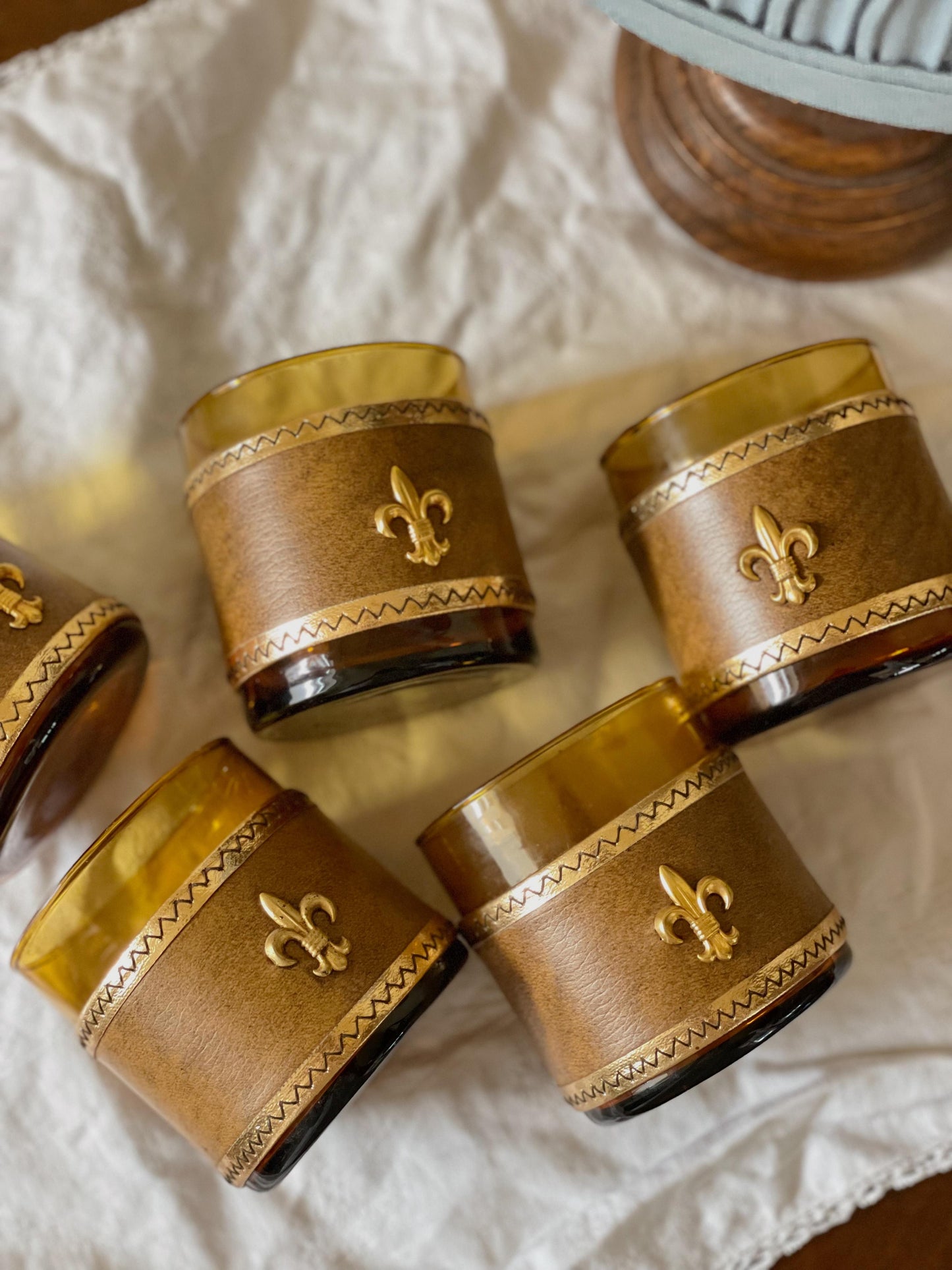 5 Pahare Fleur de Lis Mid century