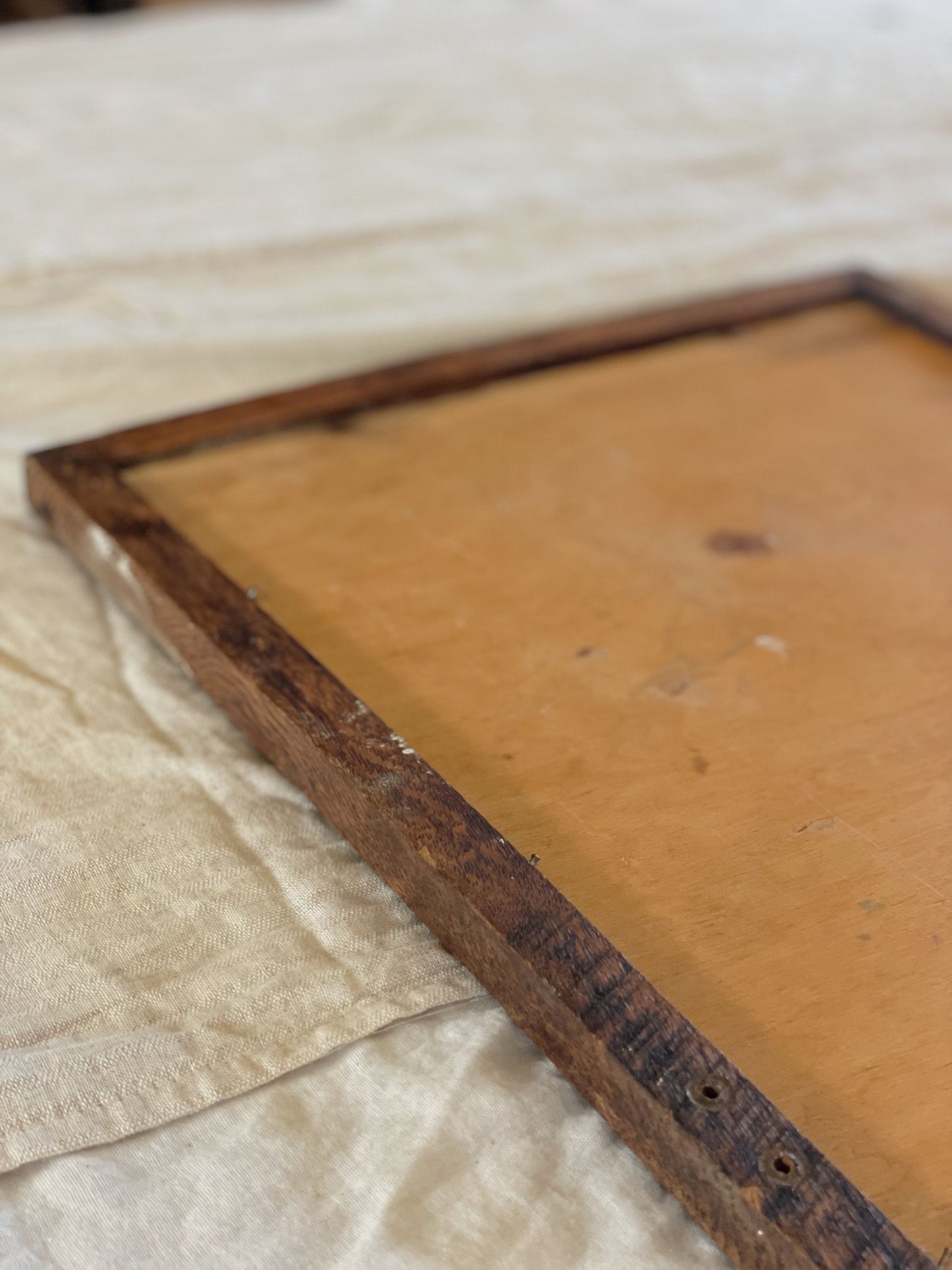 Oglindă vintage ramă din lemn masiv de stejar