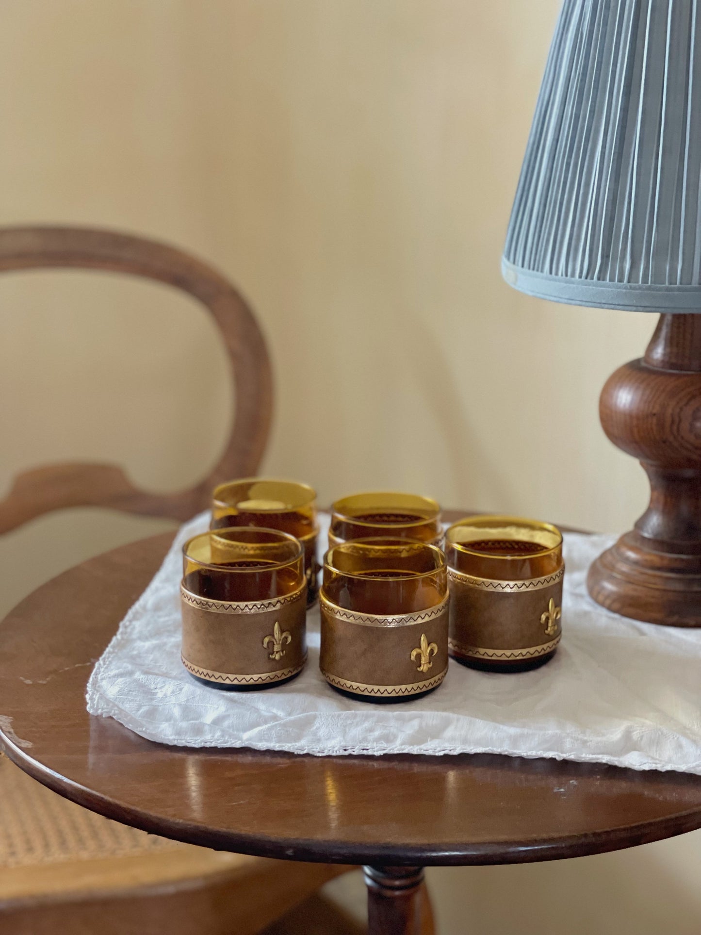 5 Pahare Fleur de Lis Mid century