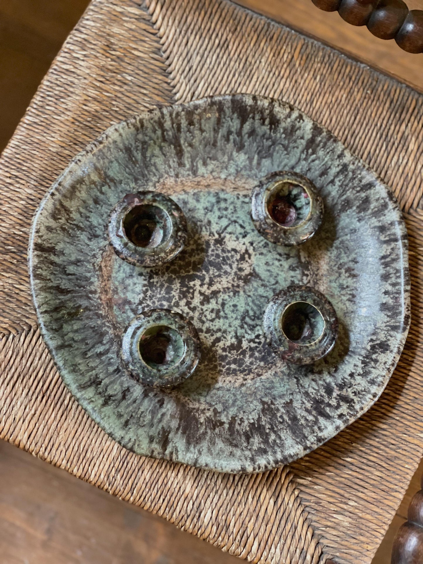 Suport pentru lumânări din lut glazurat, designer Ruscha Art