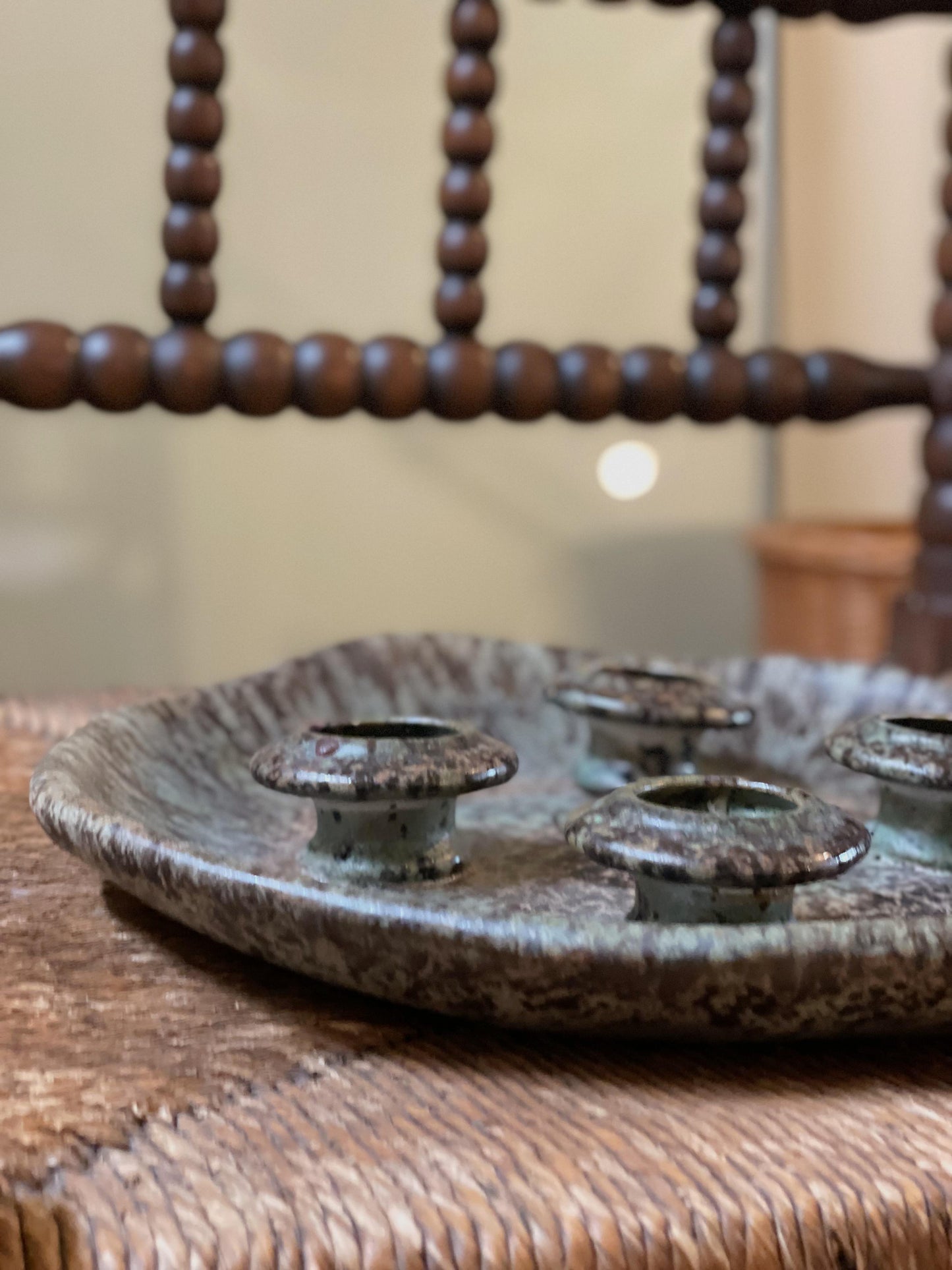 Suport pentru lumânări din lut glazurat, designer Ruscha Art