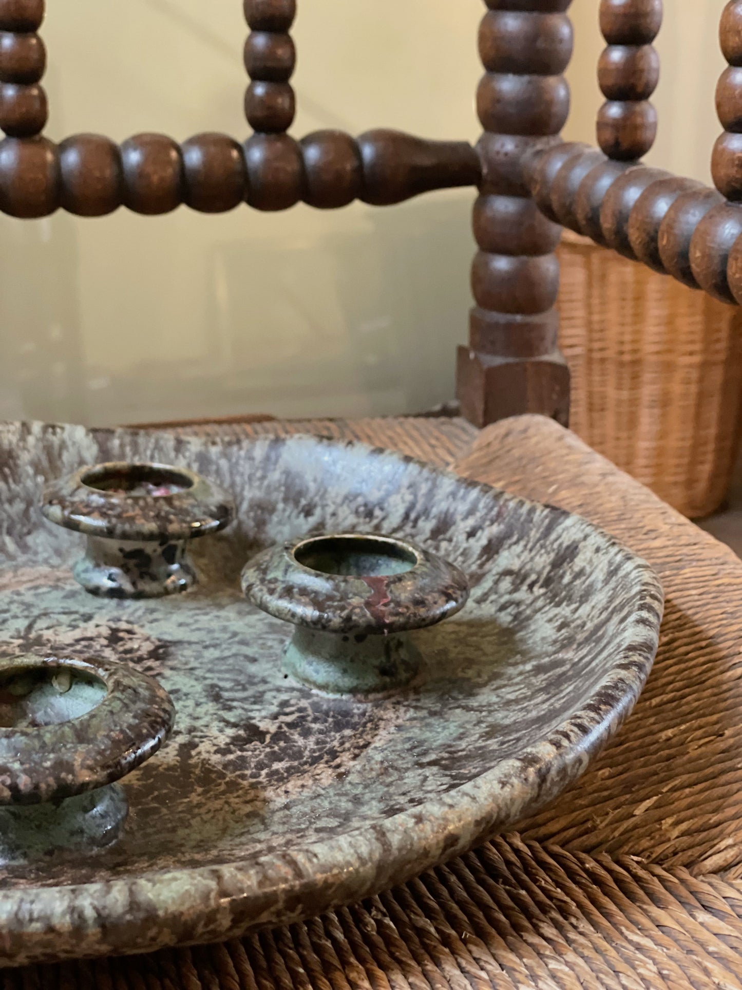 Suport pentru lumânări din lut glazurat, designer Ruscha Art