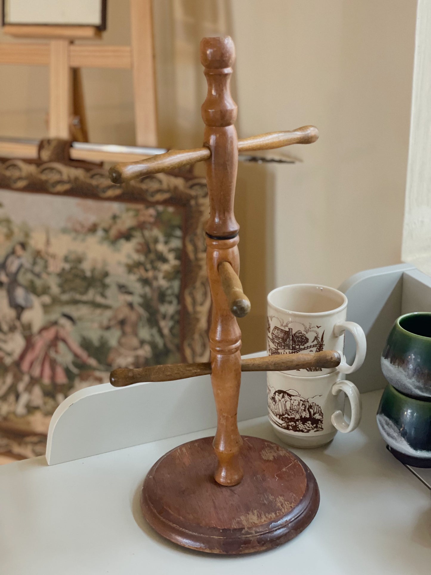 Suport vintage pentru căni din lemn