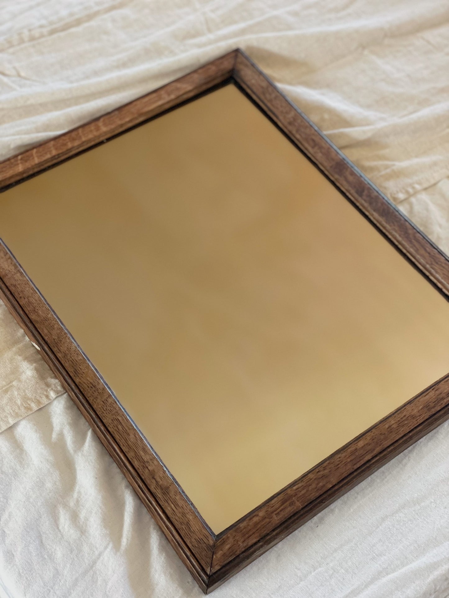 Oglindă vintage ramă din lemn masiv de stejar