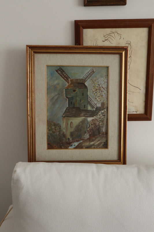 Tablou vintage pictat în ulei, ramă de lemn, semnat, Italia