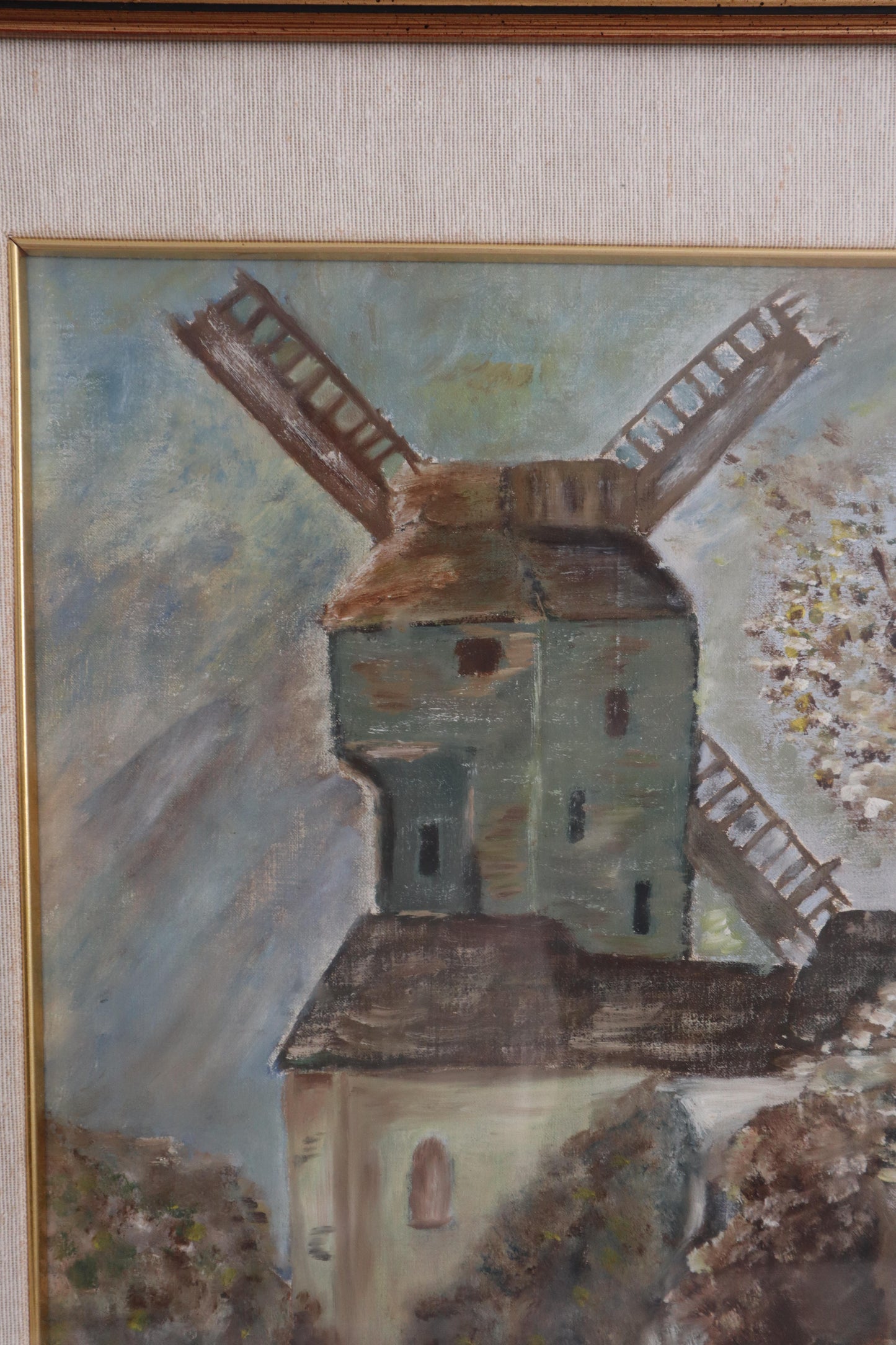 Tablou vintage pictat în ulei, ramă de lemn, semnat, Italia