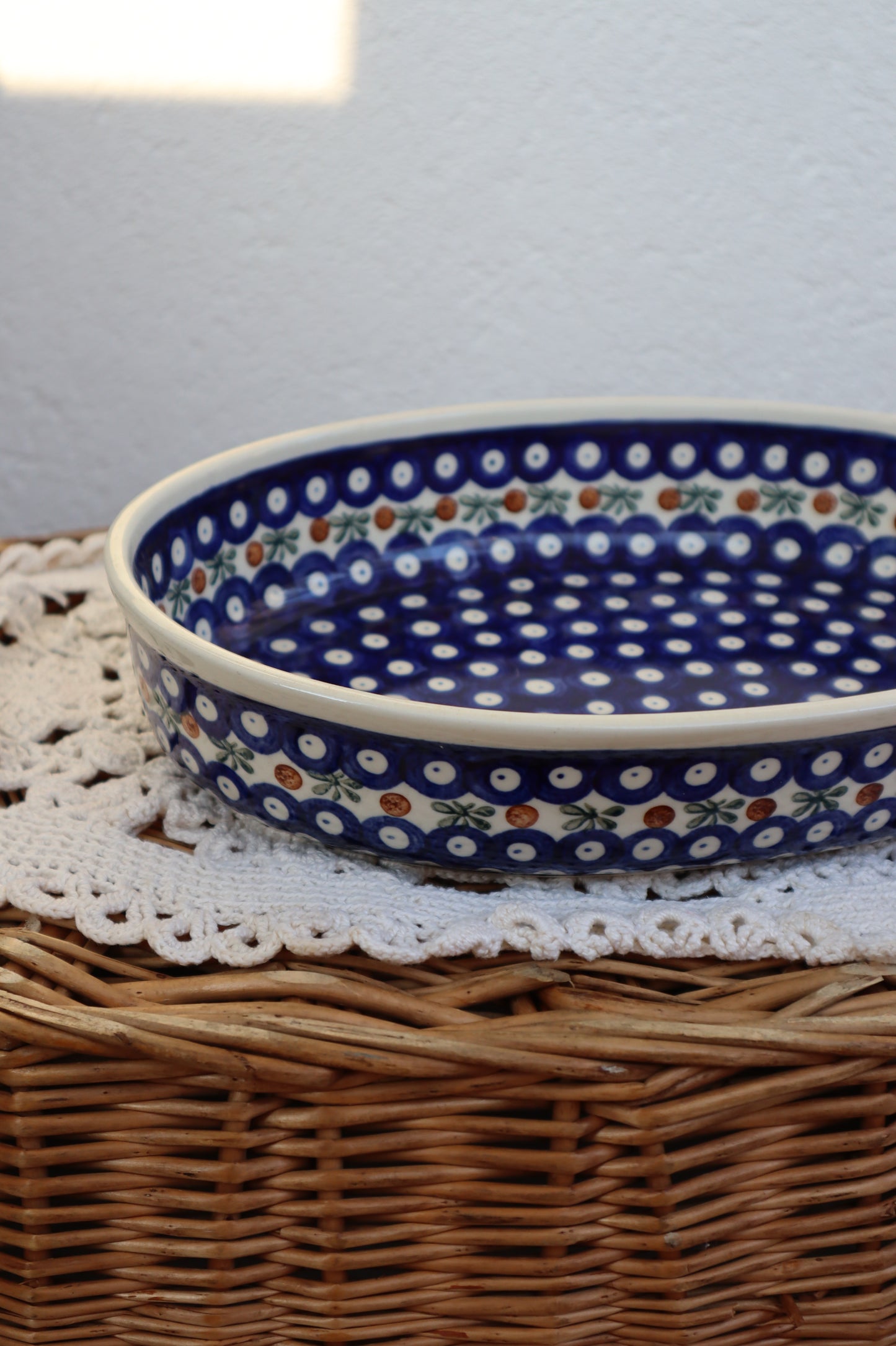 Vas mare din ceramică pictată manual Peacock Eye, handmade in poland