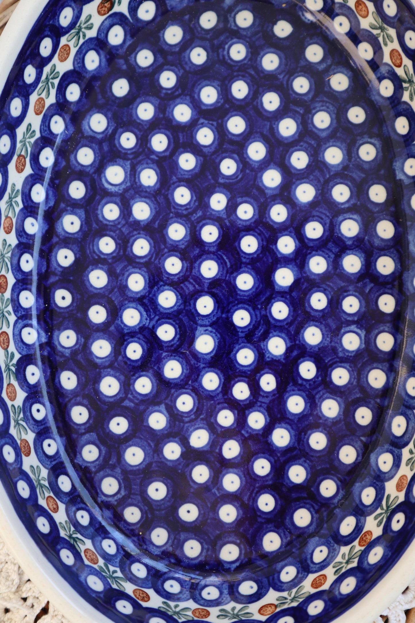 Vas mare din ceramică pictată manual Peacock Eye, handmade in poland