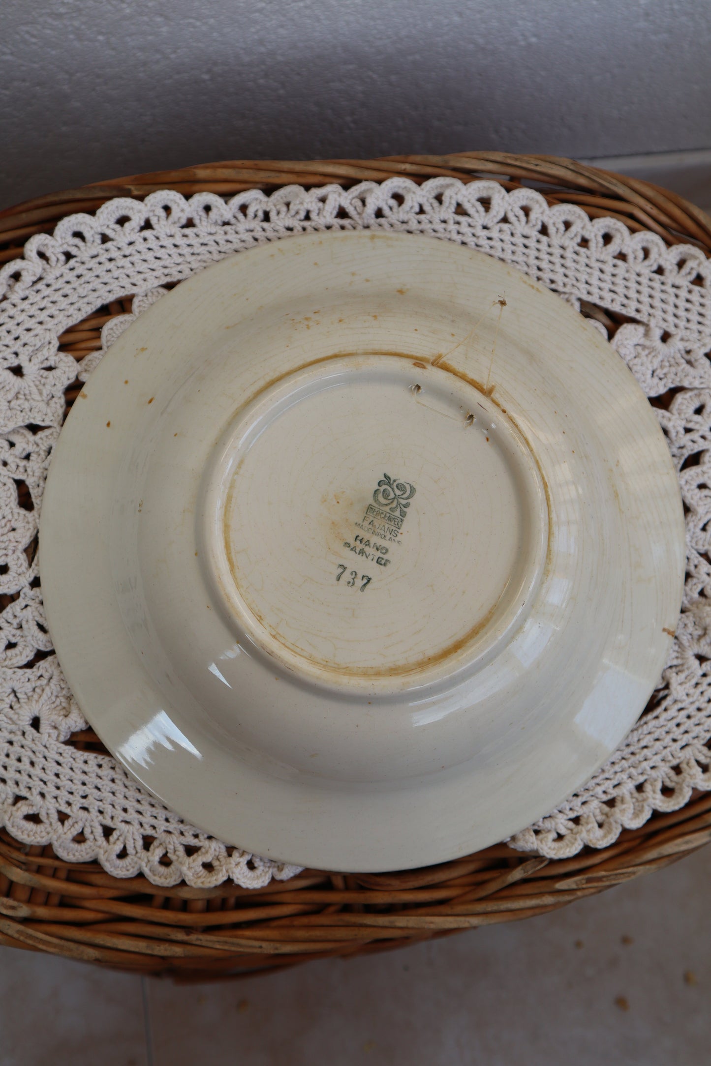 Farfurie florală adâncă vintage pictată manual