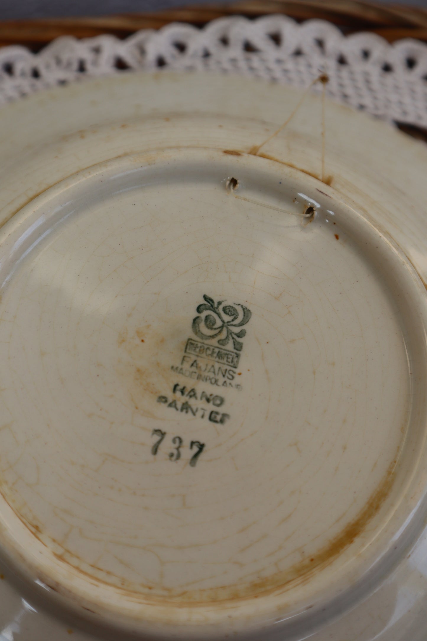 Farfurie florală adâncă vintage pictată manual