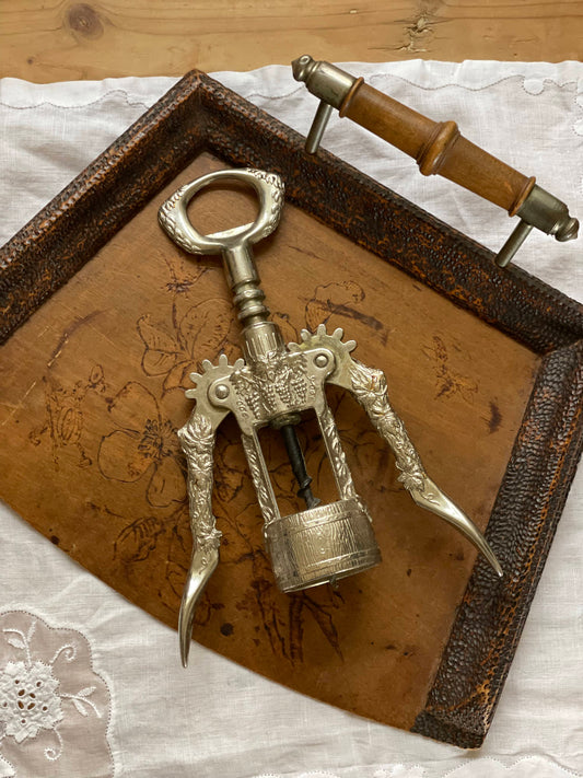 Tirbușon italian mid-century, placat cu argint