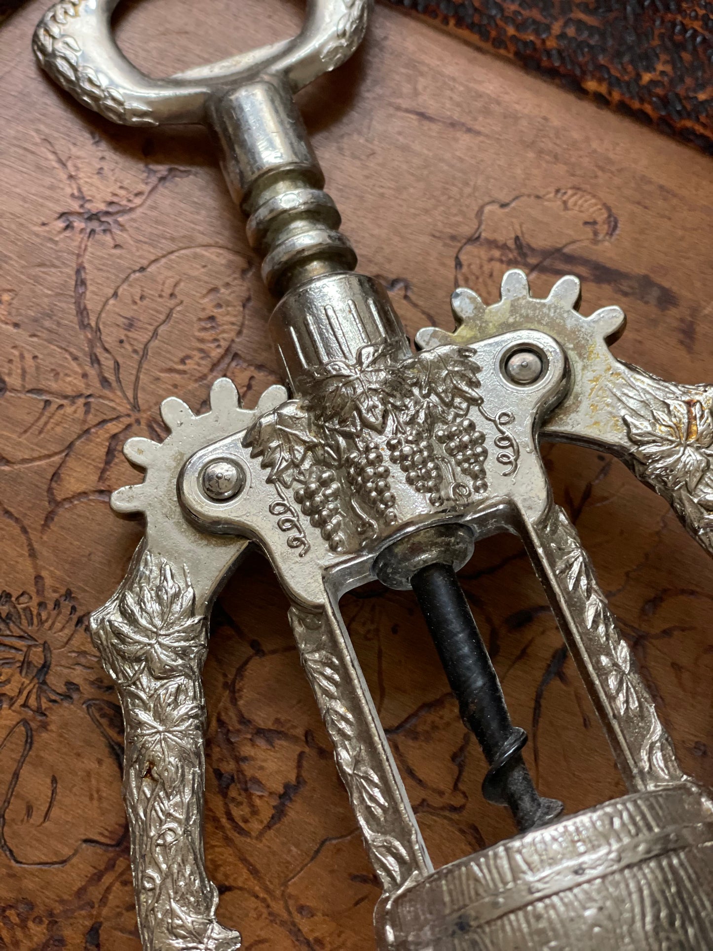 Tirbușon italian mid-century, placat cu argint