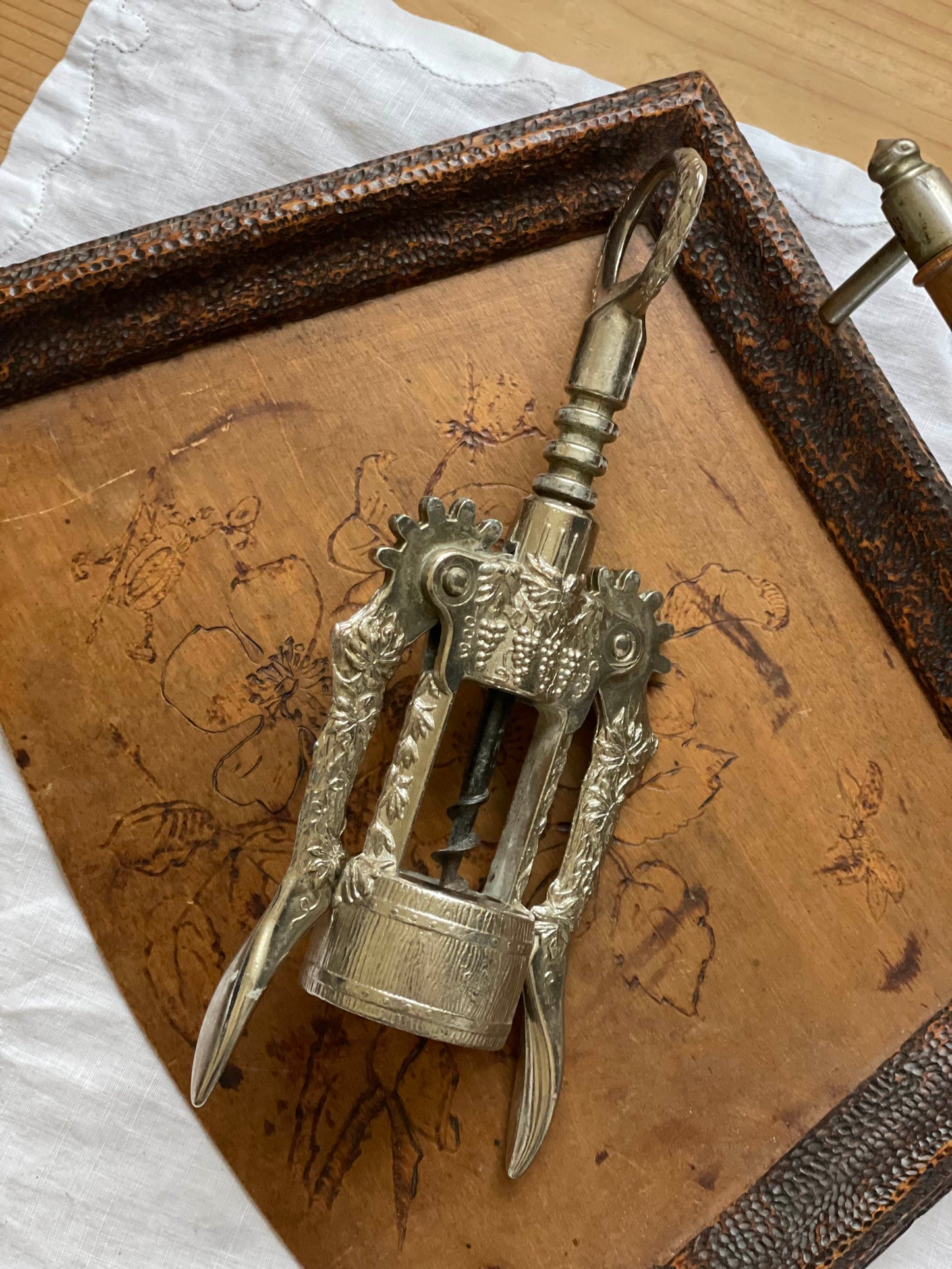 Tirbușon italian mid-century, placat cu argint