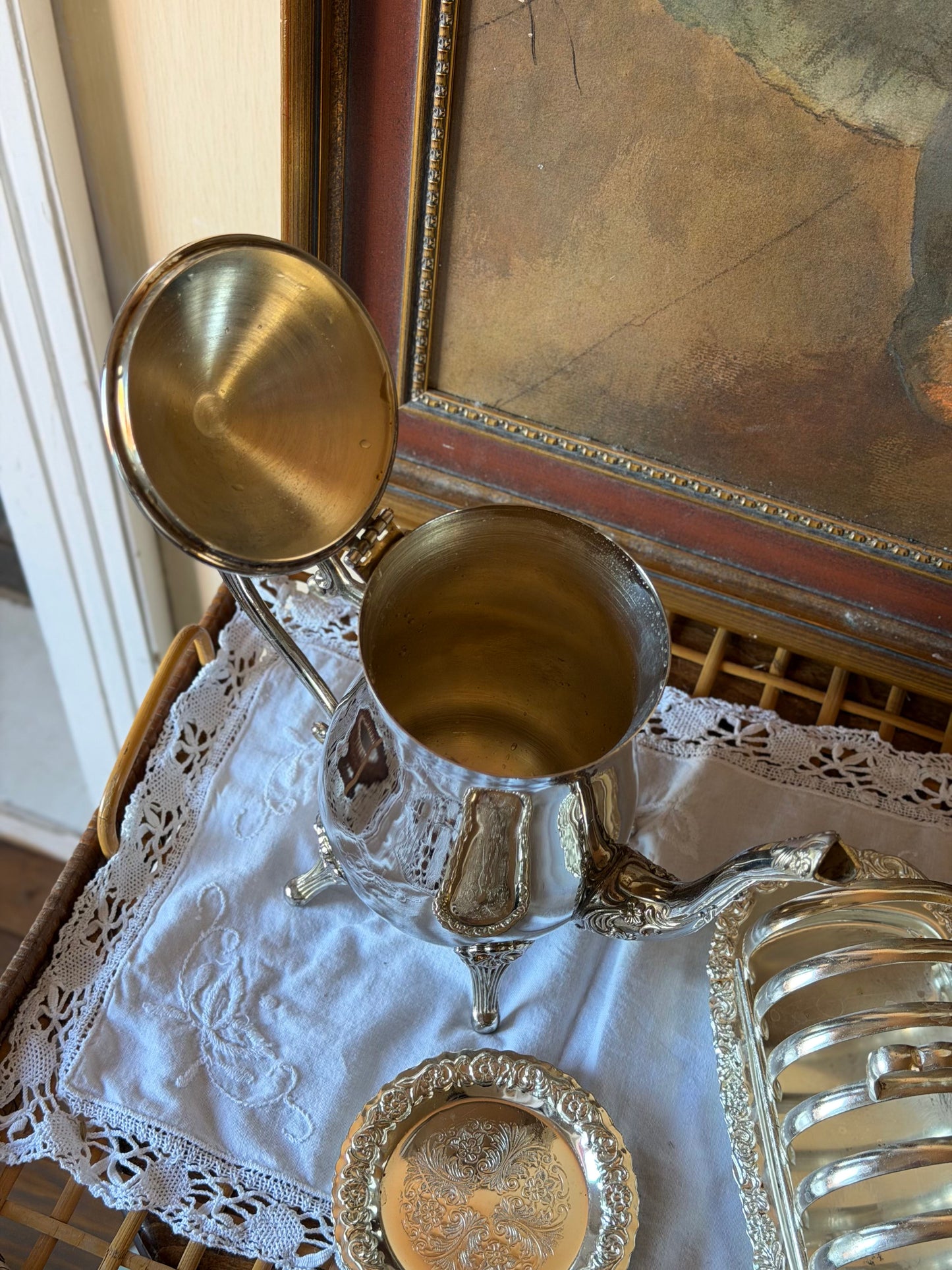 Ceainic Art Deco englezesc argintat, 1940