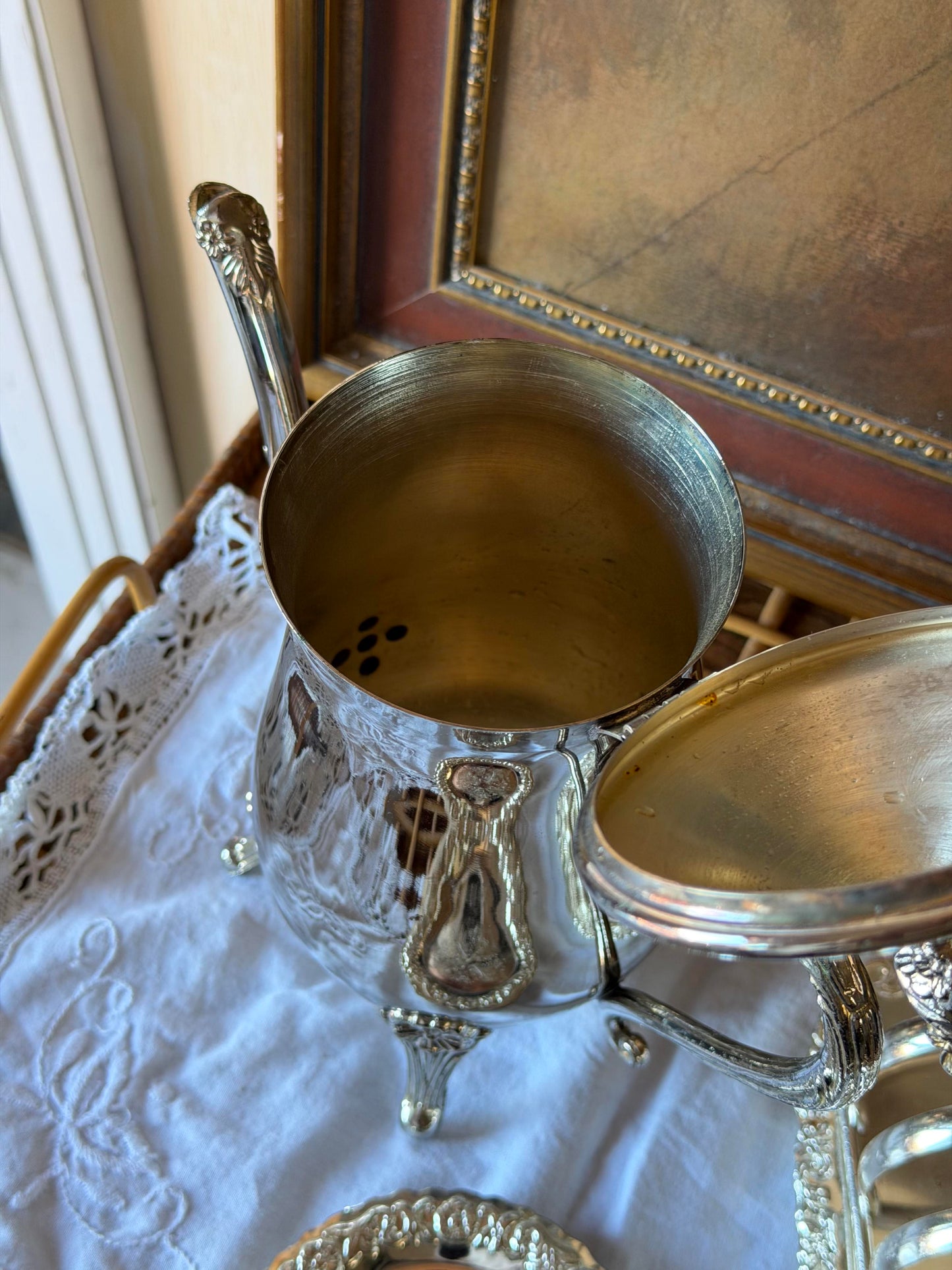 Ceainic Art Deco englezesc argintat, 1940