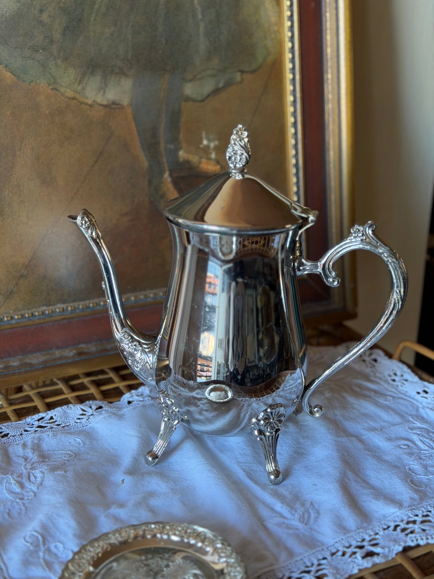 Ceainic Art Deco englezesc argintat, 1940