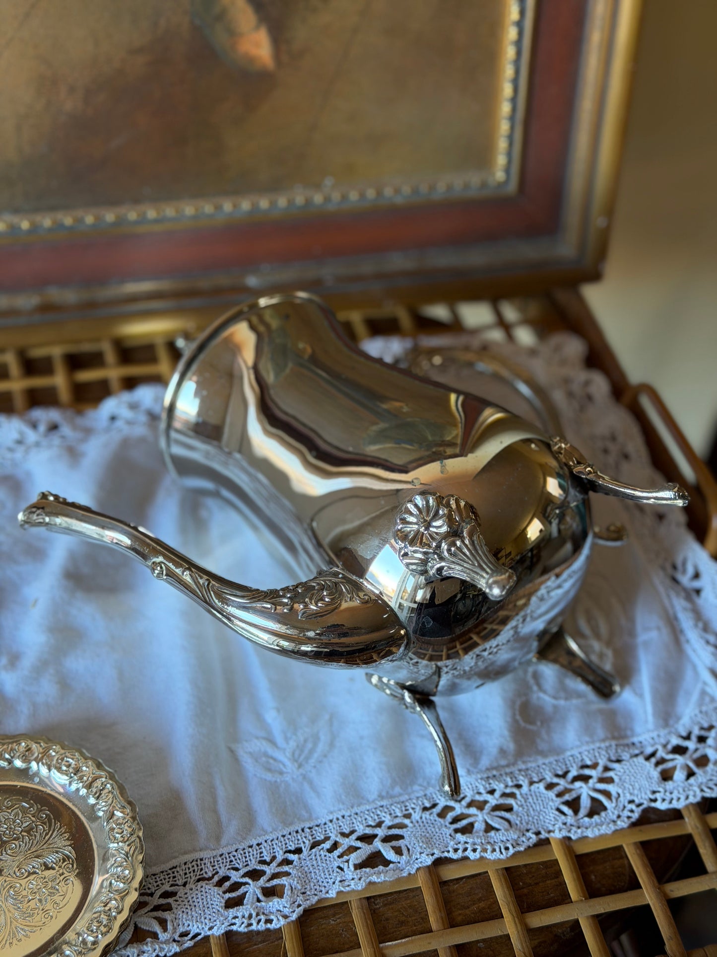 Ceainic Art Deco englezesc argintat, 1940