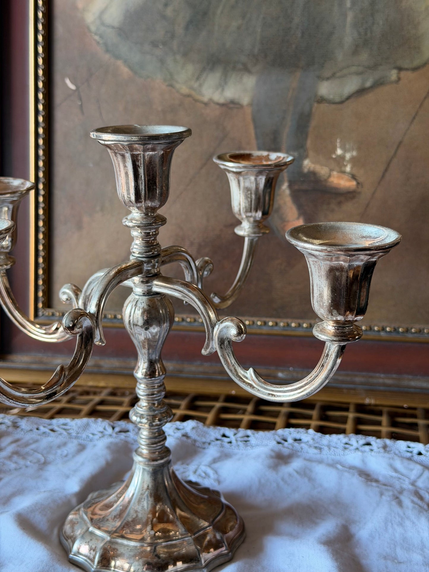 Sfeșnic elegant cu 5 brațe placat cu argint