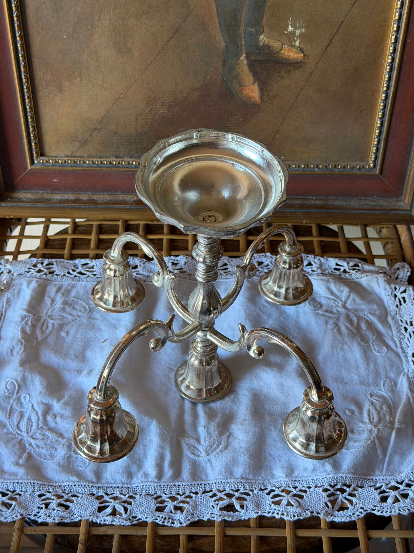 Sfeșnic elegant cu 5 brațe placat cu argint