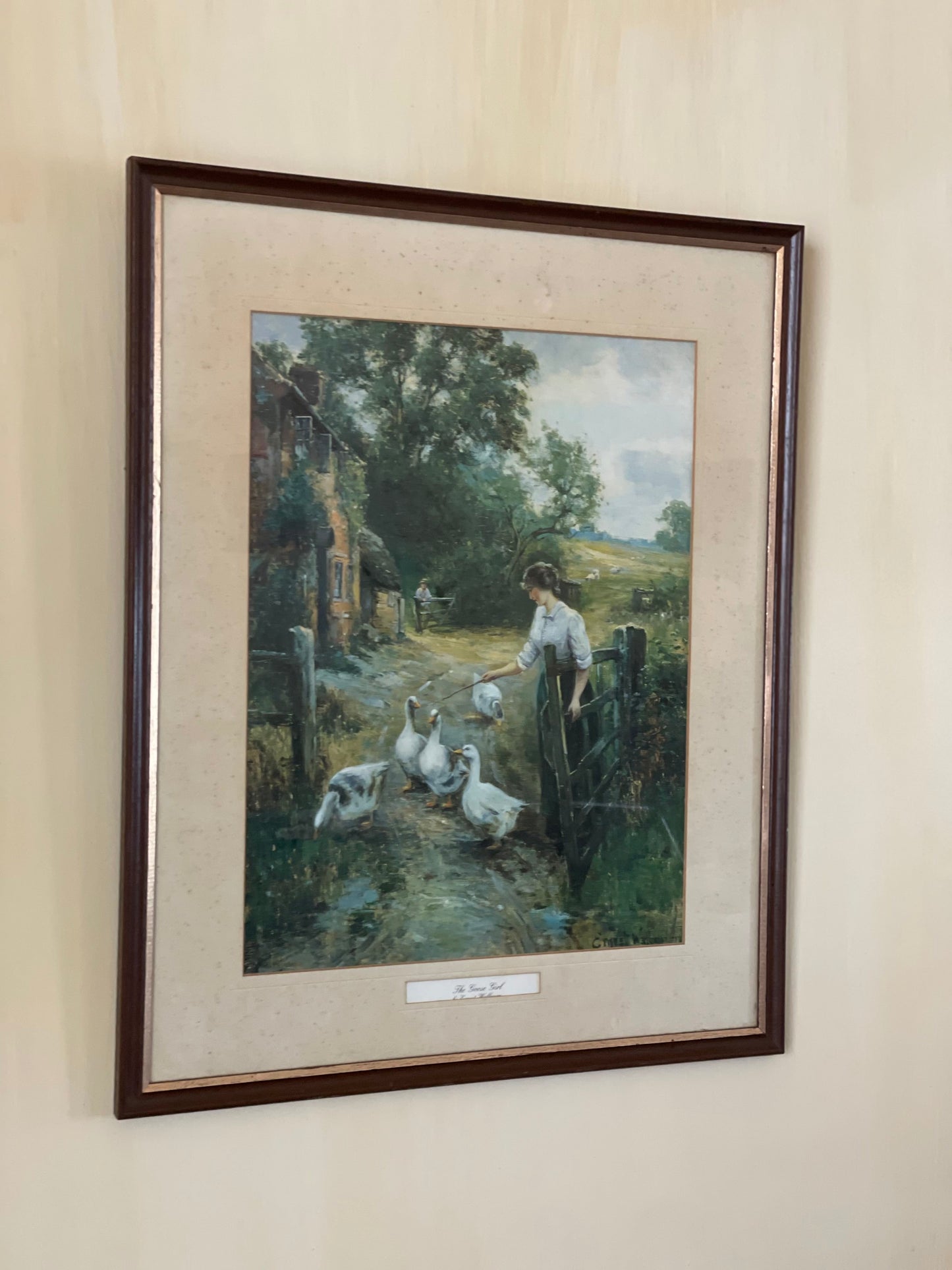 Print vintage înrămat "The goose girl"