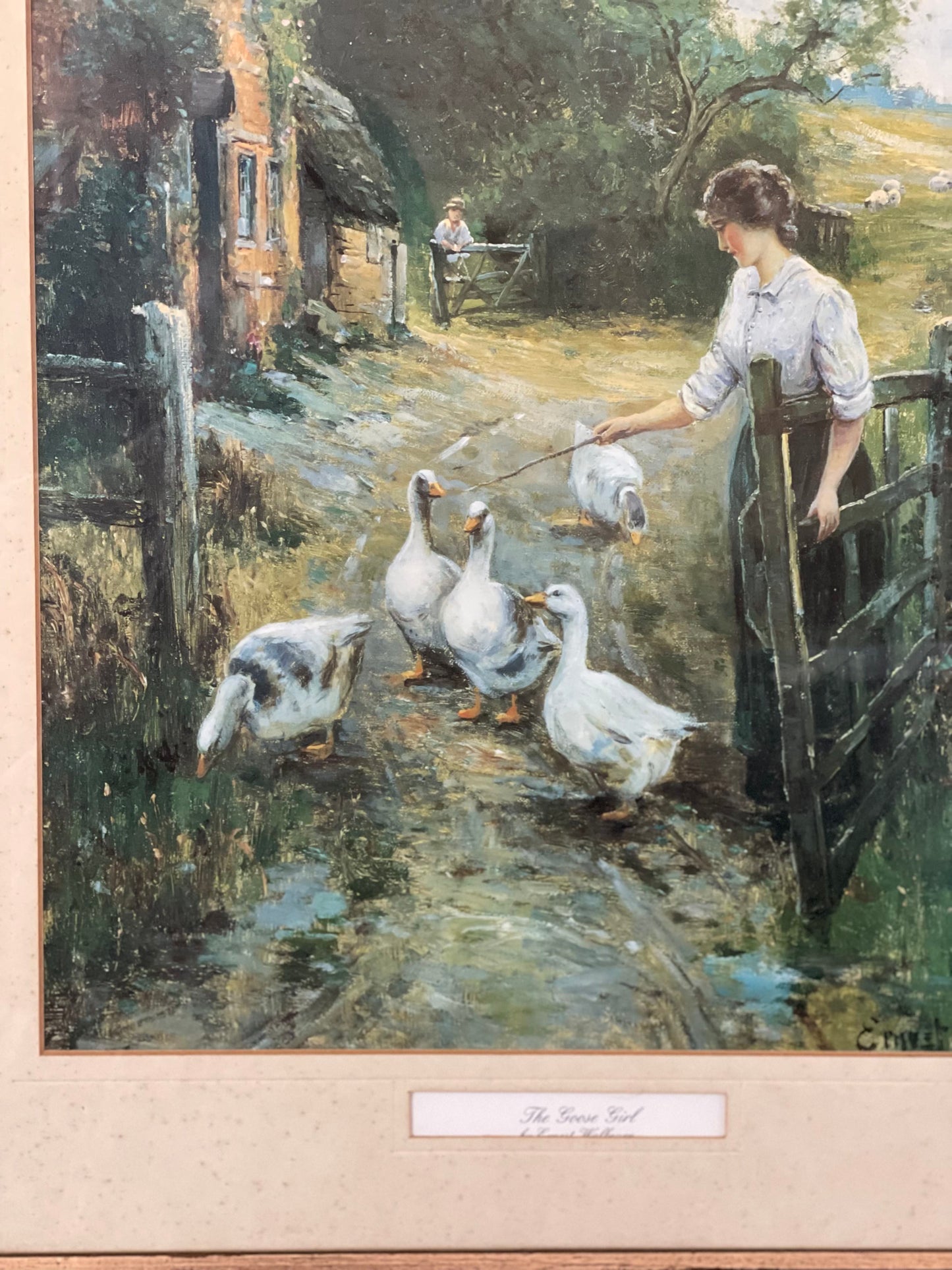 Print vintage înrămat "The goose girl"