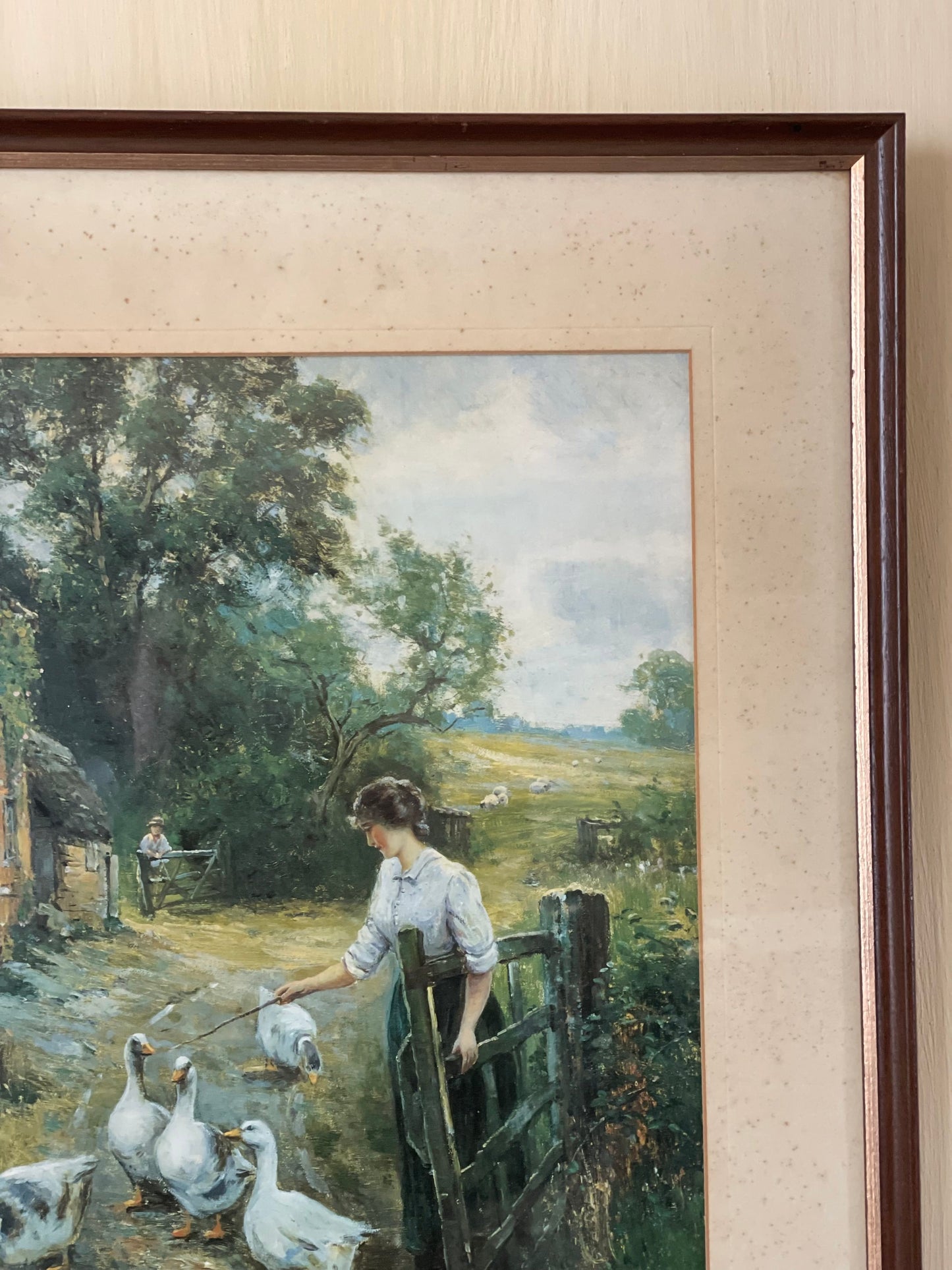 Print vintage înrămat "The goose girl"