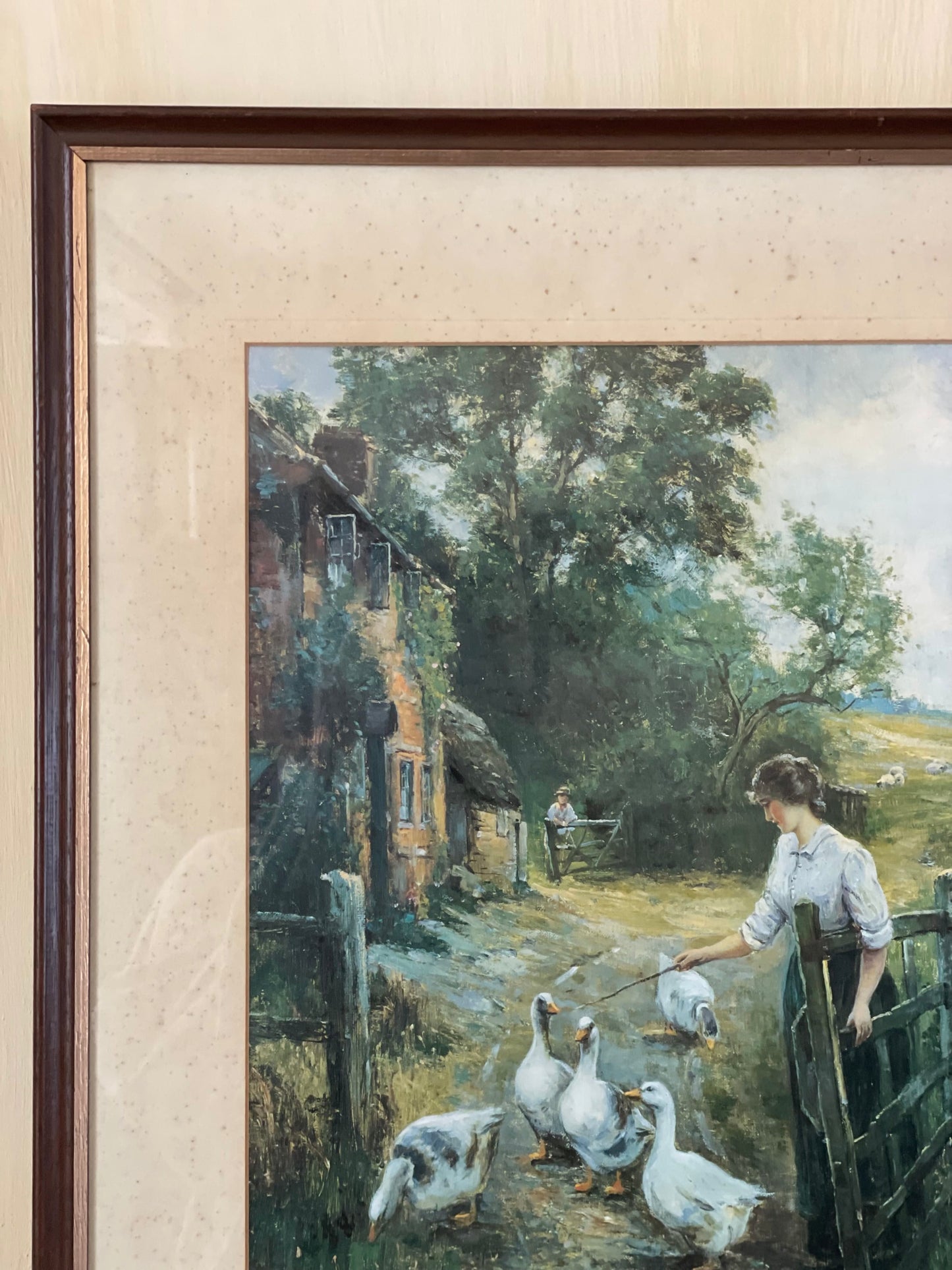 Print vintage înrămat "The goose girl"