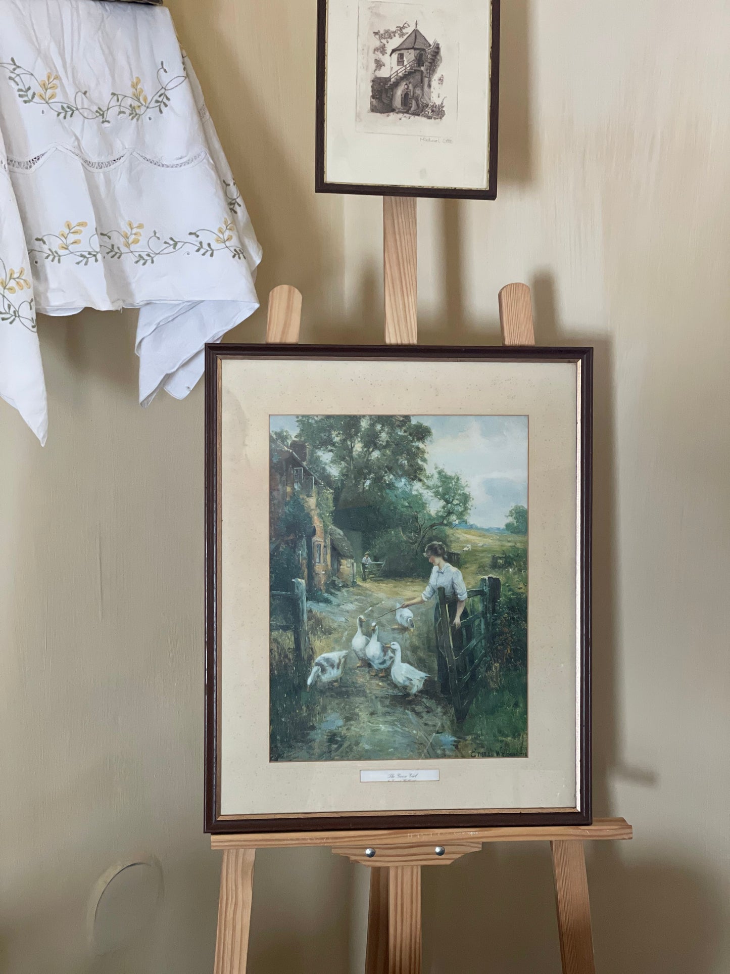 Print vintage înrămat "The goose girl"