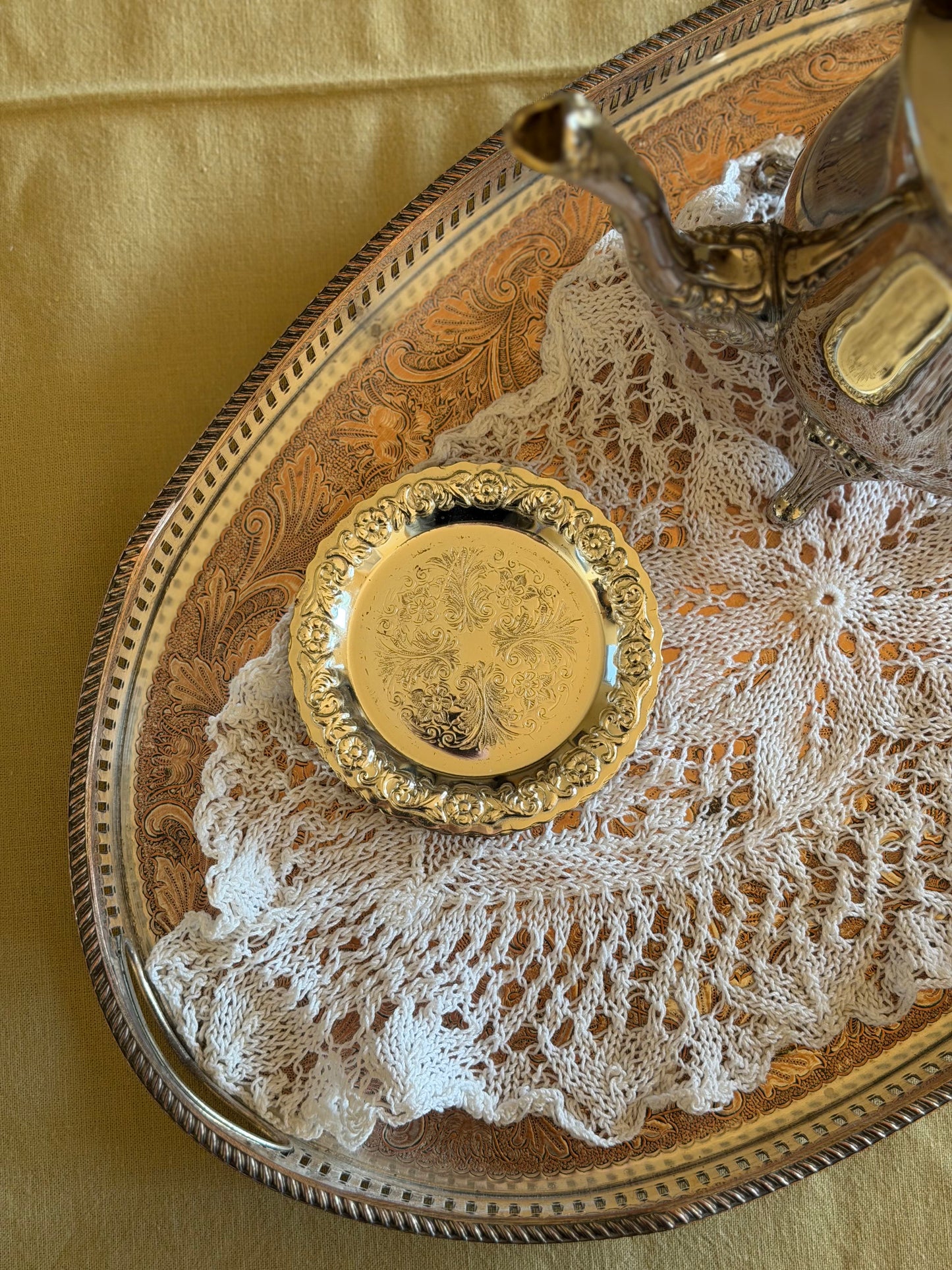 Set de 5 farfurioare Mayell England placate cu argint, 1960'