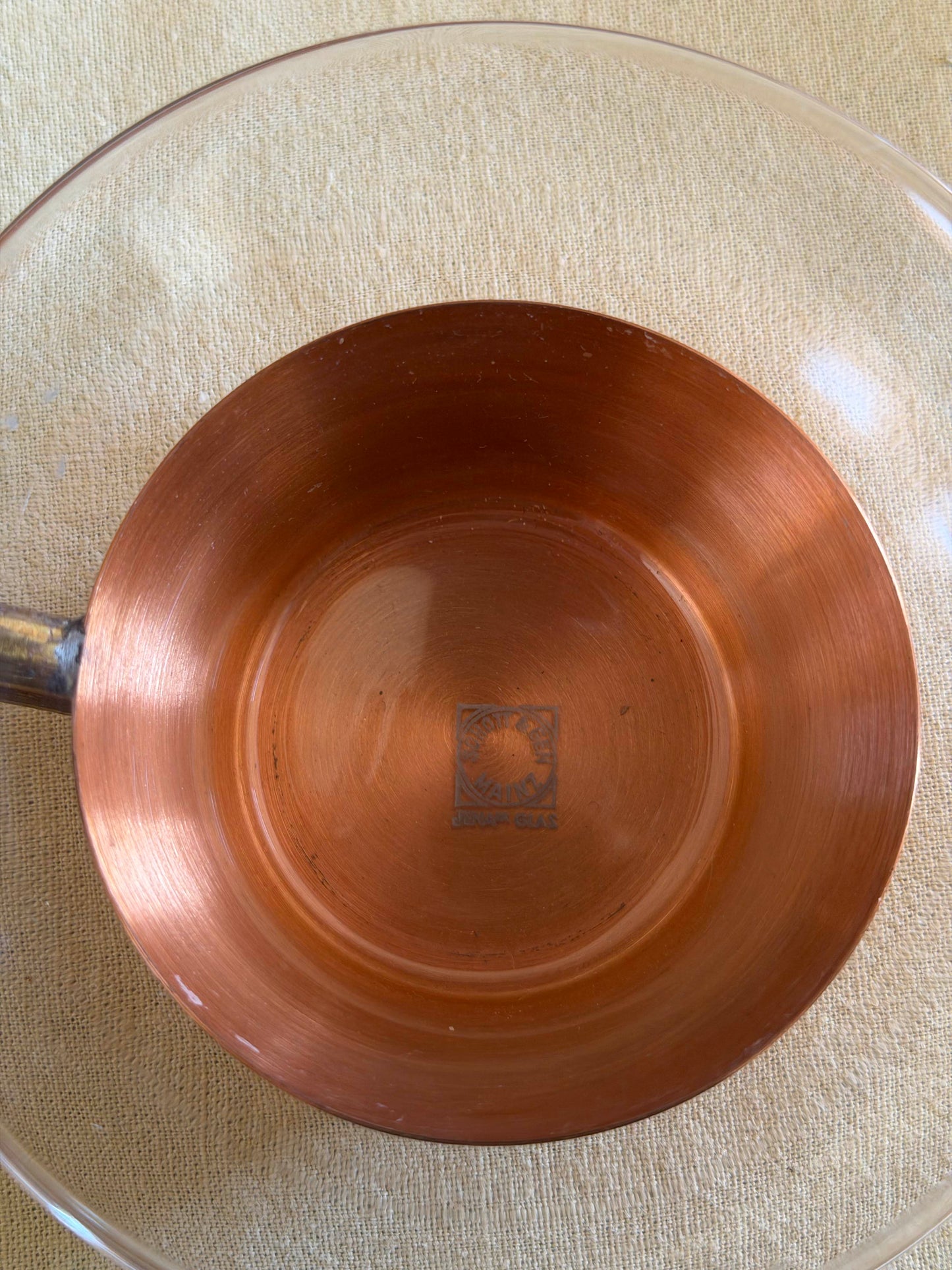 Set de 5 cǎni  cu suport din cupru Jena Glass by Schott Mainz, 1950