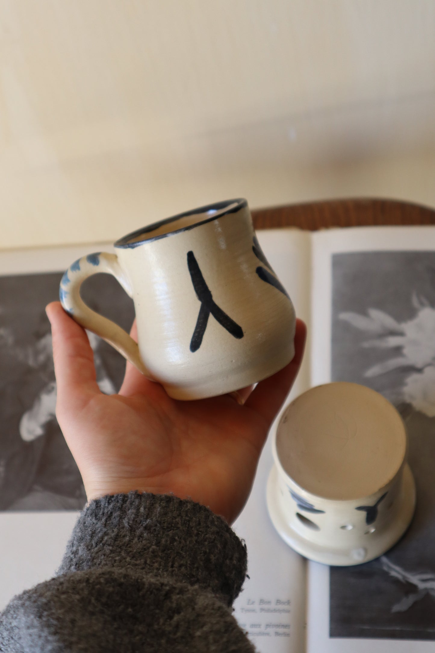 Set ceai/cafea ceramică japoneză, semnate.