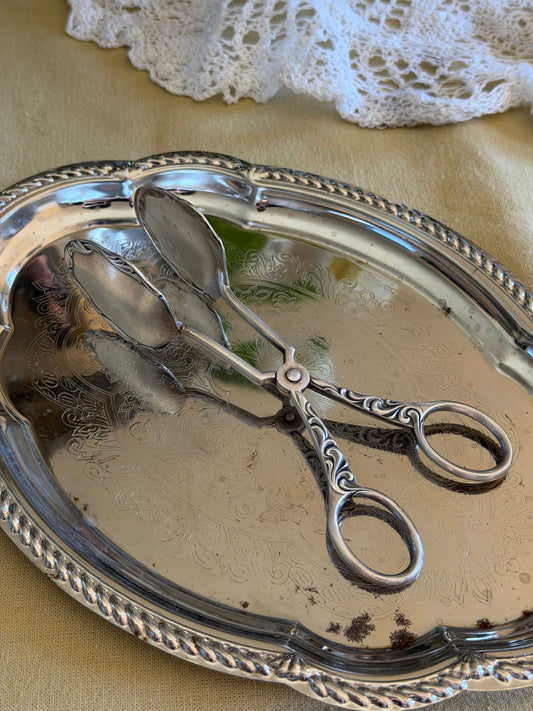 Clește argintat WMF pentru servire cu motive florale Art Nouveau