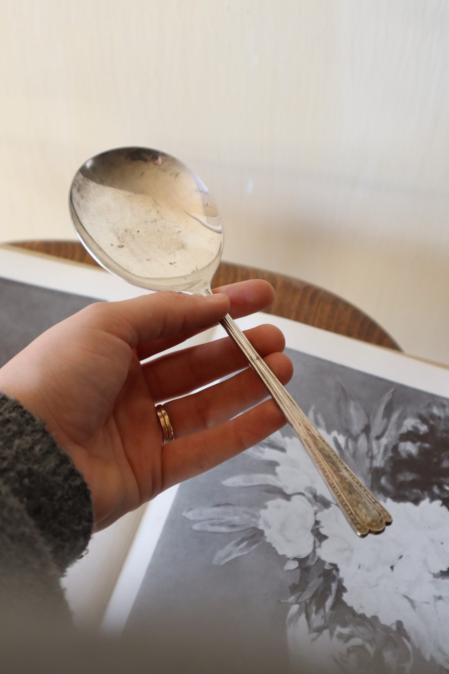 Lingură argintată mare pentru servire Sheffield