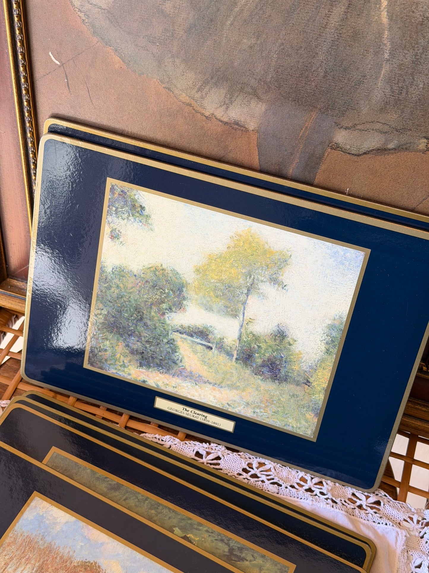 Set de 5 covorașe de masǎ/tablouri vintage