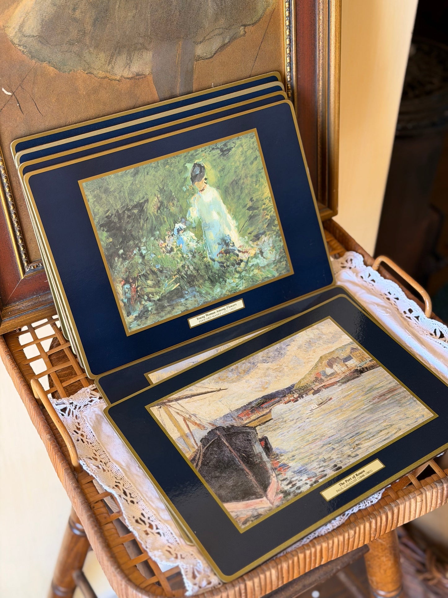 Set de 5 covorașe de masǎ/tablouri vintage