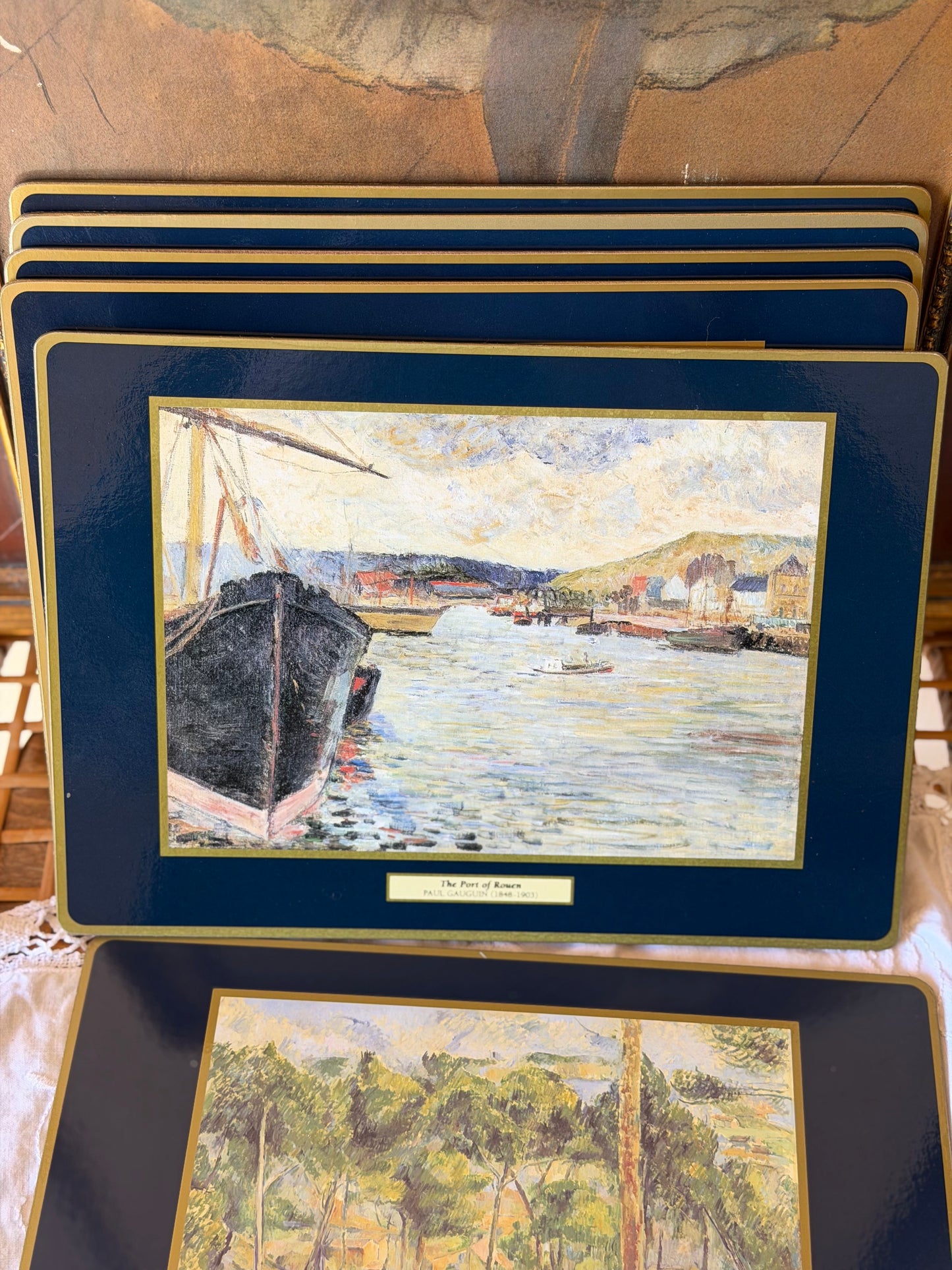 Set de 5 covorașe de masǎ/tablouri vintage