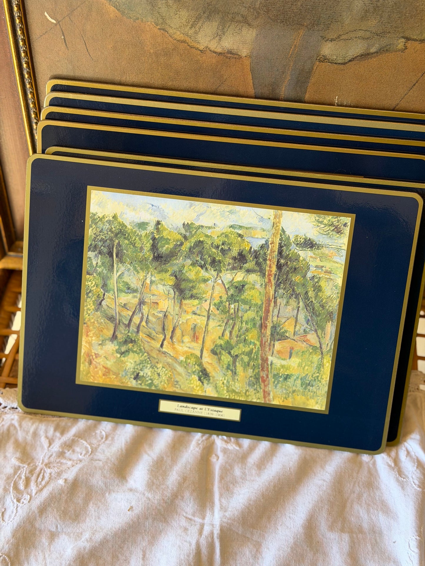 Set de 5 covorașe de masǎ/tablouri vintage