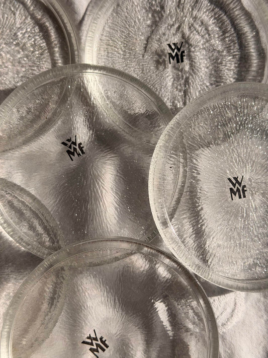 Set de 6 suporturi de pahare din sticlǎ texturatǎ WMF