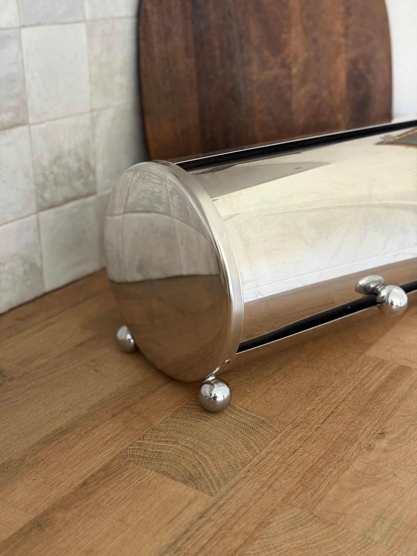 Cutie mare pentru pâine vintage din inox, WMF