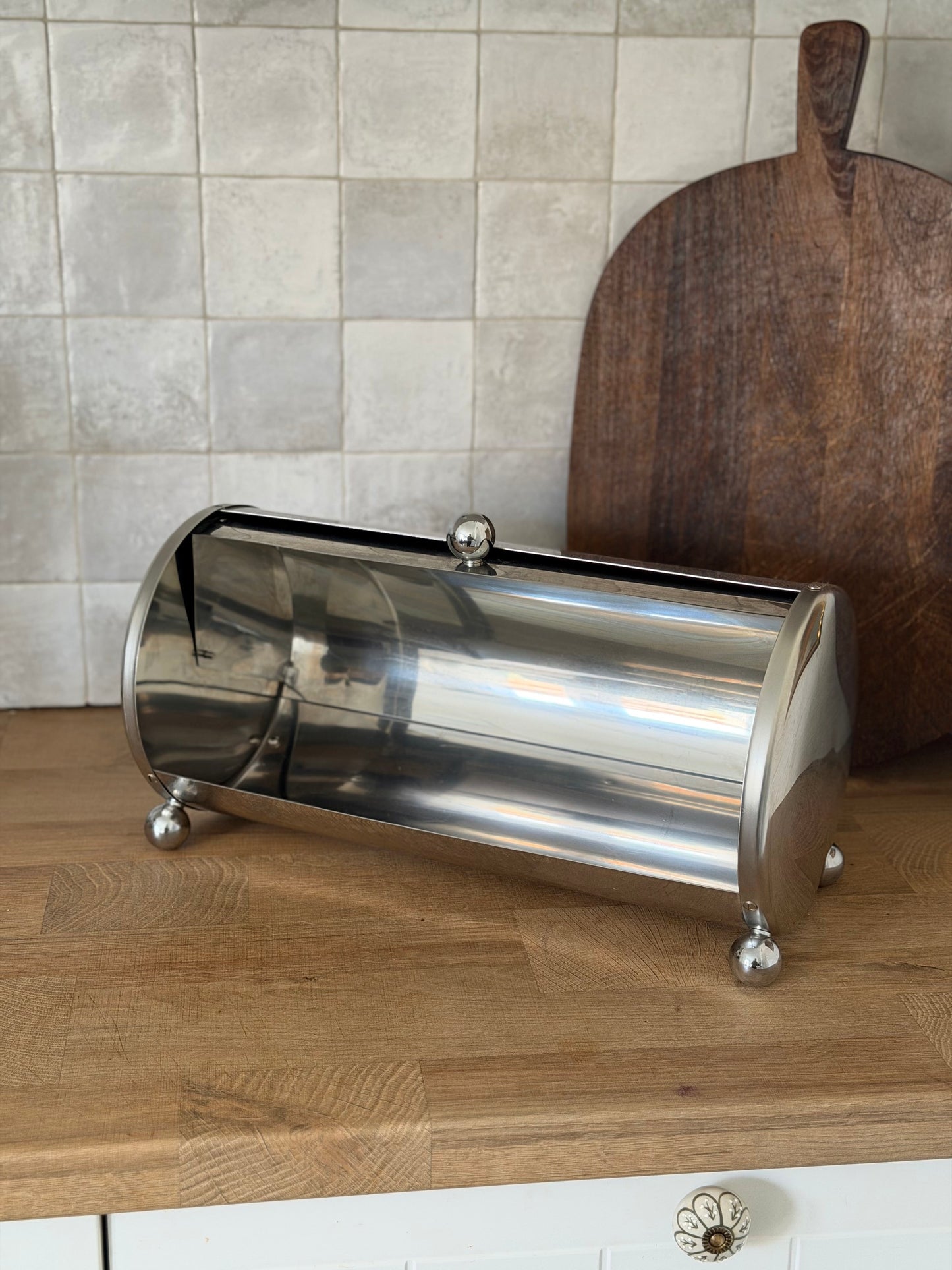 Cutie mare pentru pâine vintage din inox, WMF