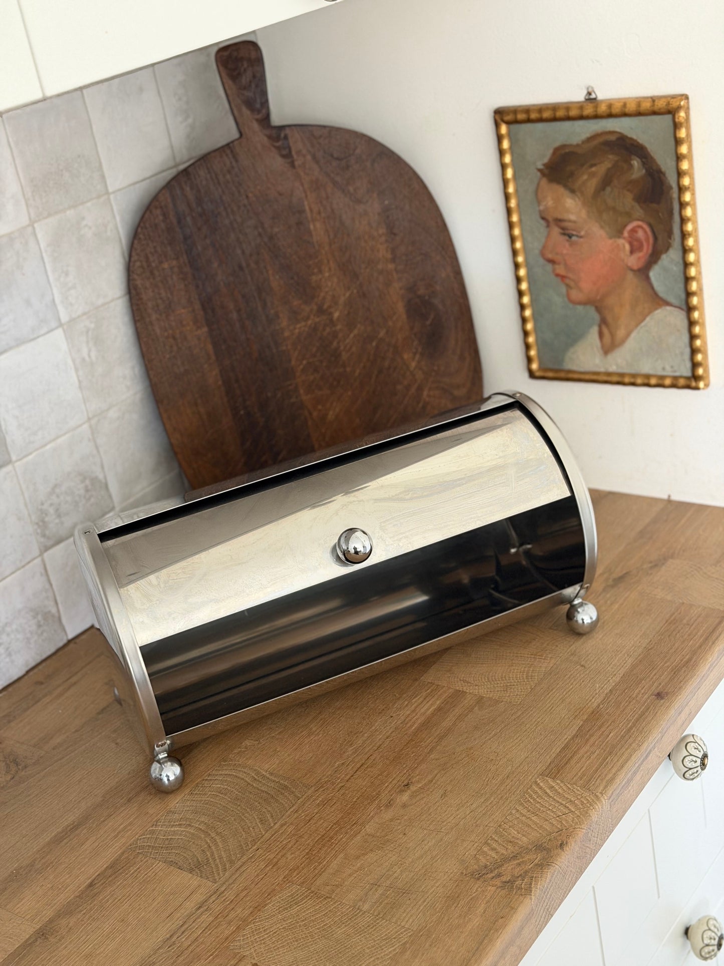 Cutie mare pentru pâine vintage din inox, WMF
